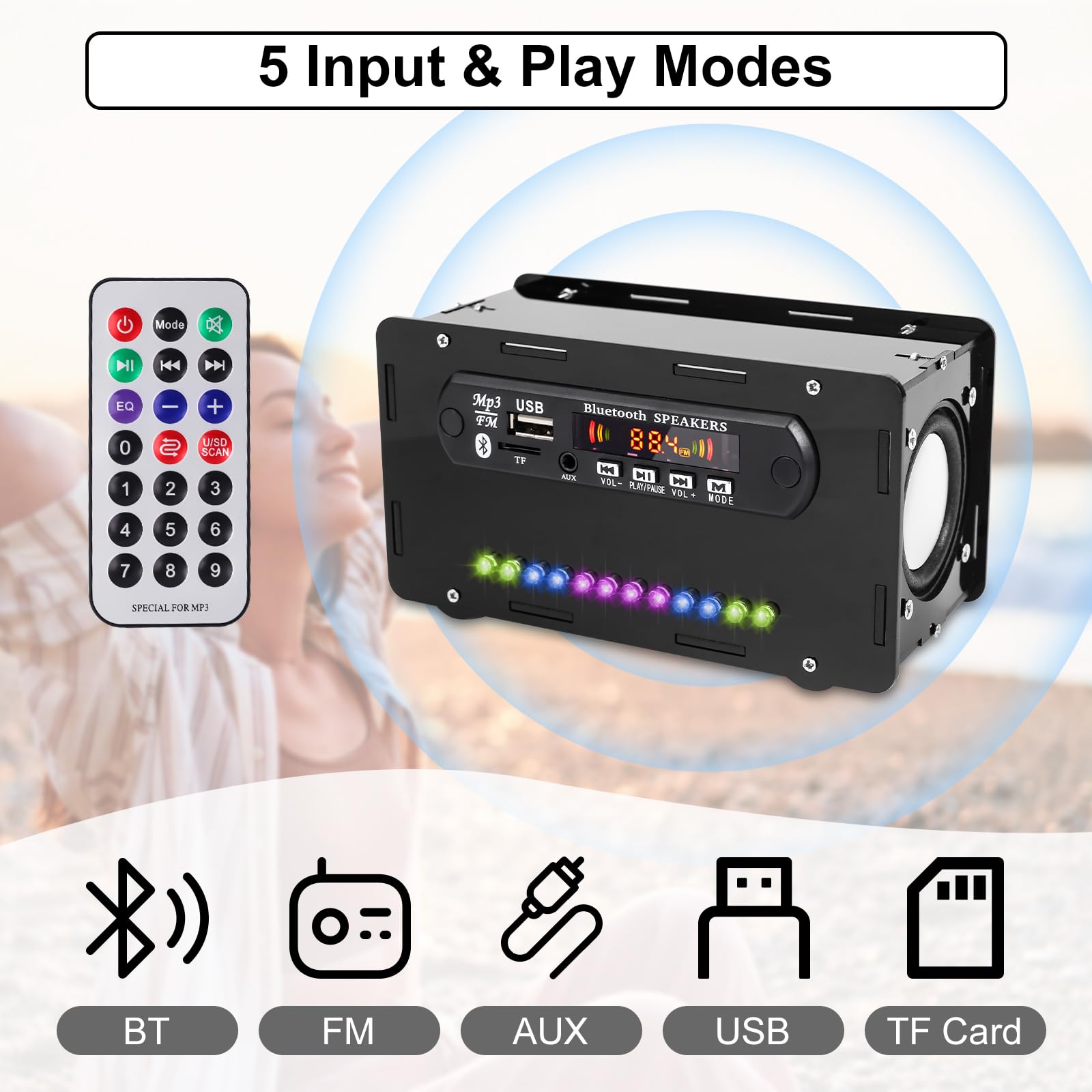 Banria Diy Bluetooth Compatible Speaker Kit, Diy Fm Radio Soldering Project Usb Mini Home Sound Amplifier Diy Electronics Kit Wi