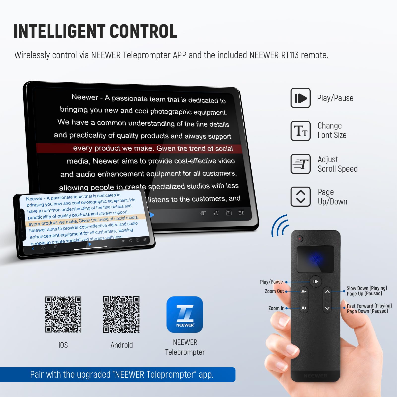 Prompter With Reader Neewer X17 II Teleprompter with RT113 Remote 17