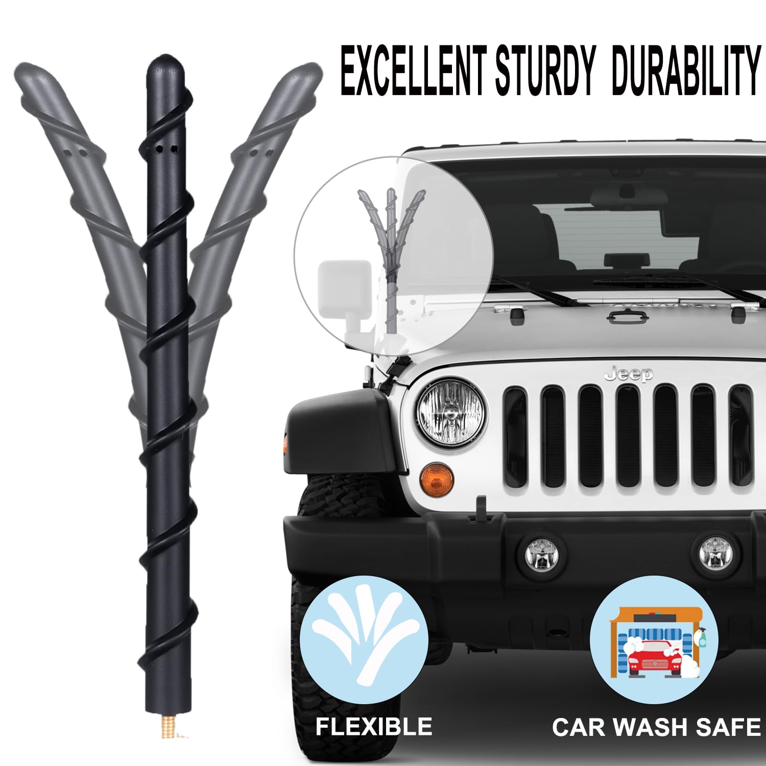 Taygeelery Antenna For Jeep Wrangler Gladiator Jl Jk Jt Rubicon Sahara 2007 2024, Short Jeep Wrangler Unlimited Sport 4Xe Willys