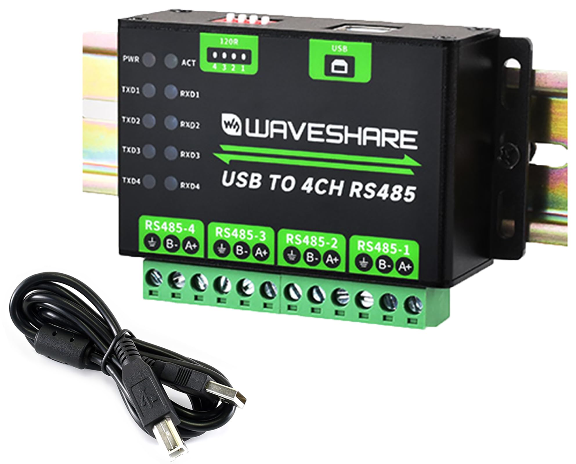 Industrial Usb To Rs485 Converter Extending Usb To 4Ch Rs485, 1200Bps ~ 460800Bps Baudrate, Transmission Distance Up To 1.2Km, C