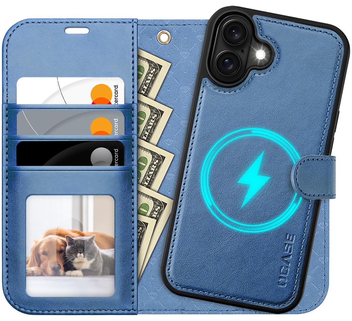 Ocase For Iphone 16 Case Detachable Wallet Case With Card Holder, [2 In 1] Pu Leather Flip Folio Case With Rfid Blocking Stand W