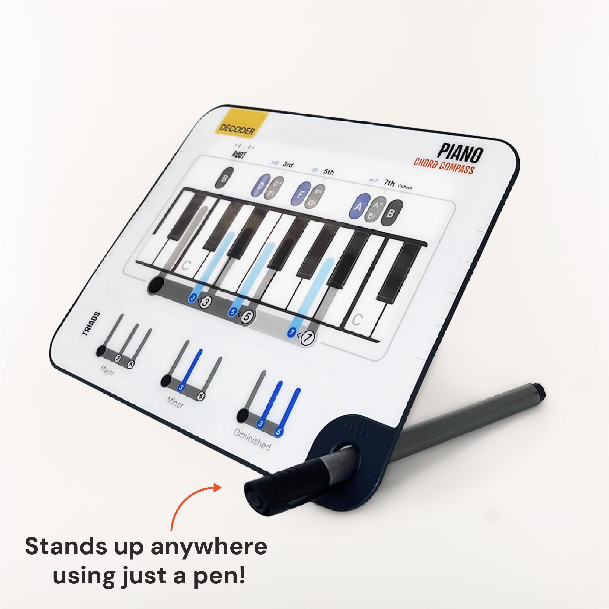 Noisy Clan Piano Chord Compass - Beginner Keyboard Chord Tool, Plastic, White, Model: Piano Compass Solo