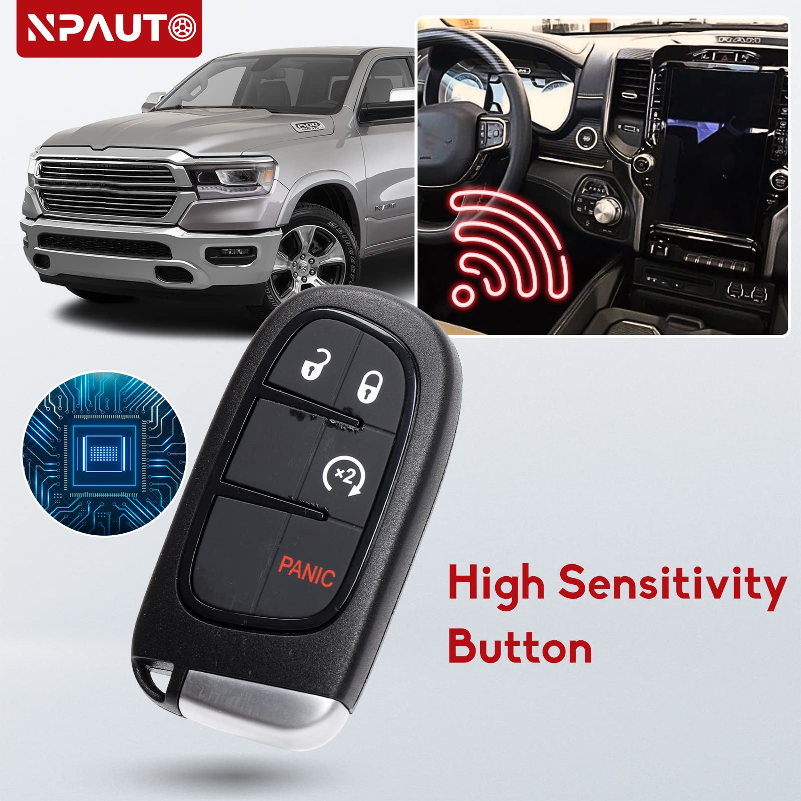 Npauto Key Fob Replacement For 2013 2014 2015 2016 2017 2018 Dodge Ram 1500 2500 3500 4500   Keyless Entry Remote Control Car St