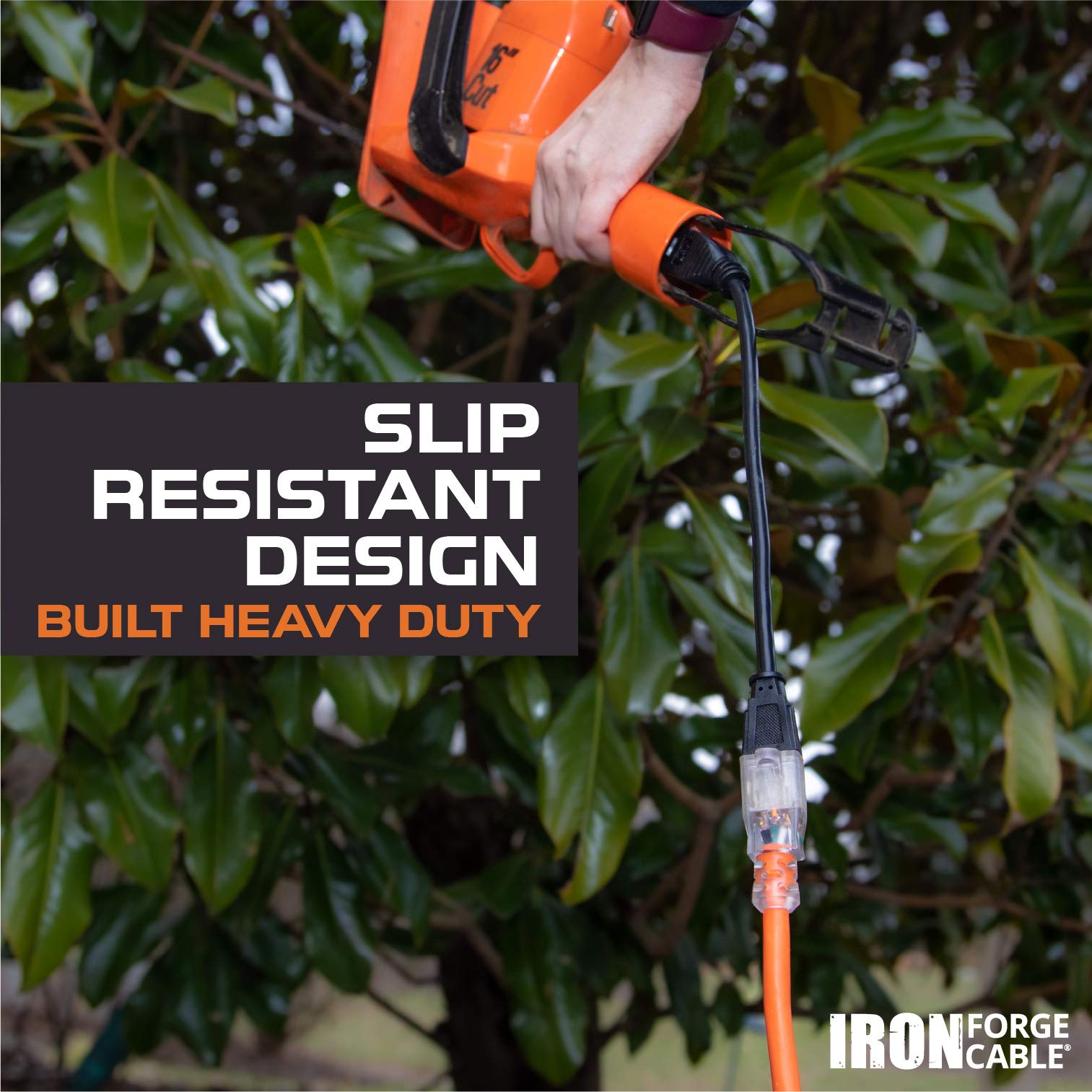 Iron Forge Cable 12 Gauge Extension Cord 25 Ft Lighted End   12 Awg Heavy Duty Cord With 3 Prong, Industrial Grade Orange Outdoo