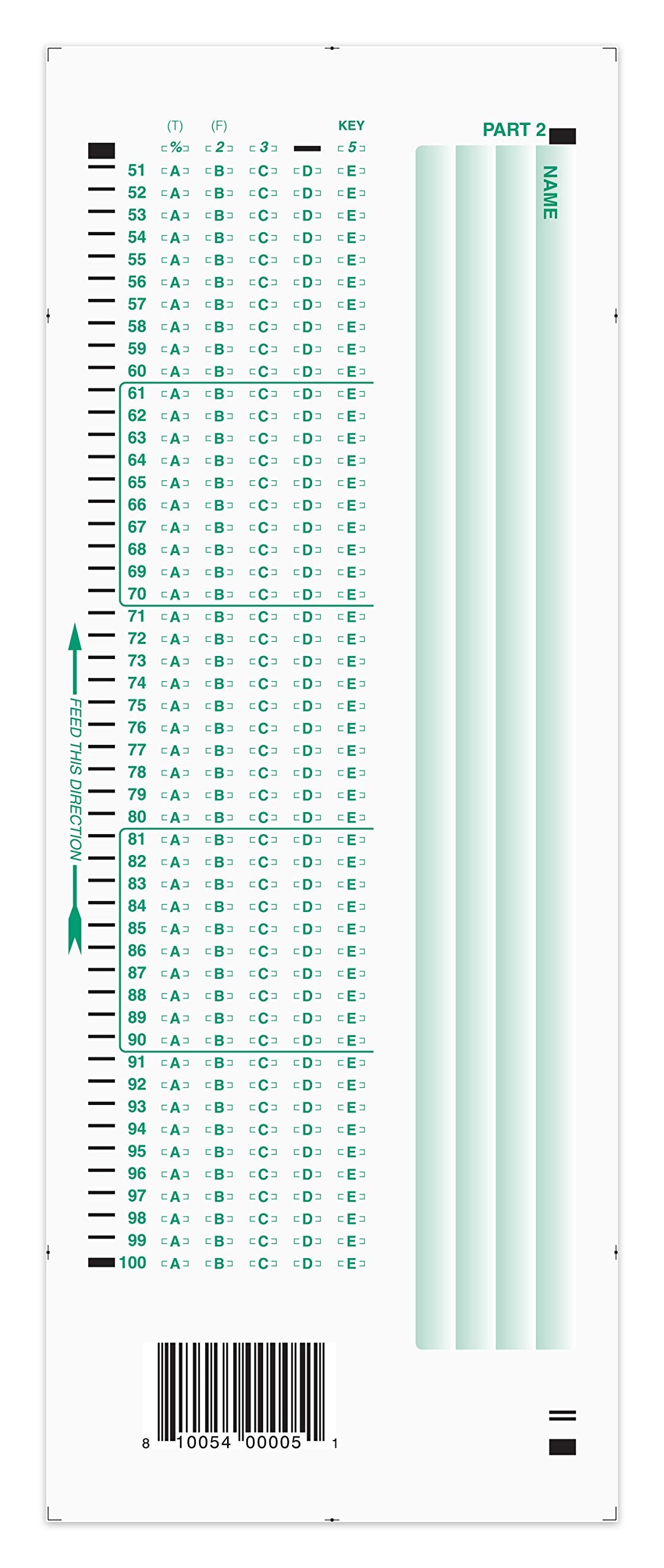 Official Scantron Brand 882 E Answer Sheet (50 Pack)