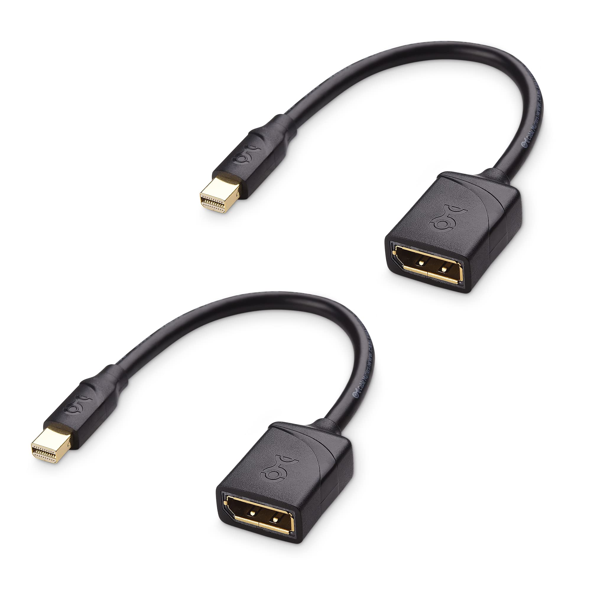 Cable Matters 2 Pack 32.4Gbps 8K Mini Displayport To Displayport 1.4 Adapter (Mini Dp To Dp 1.4) In Black   8K@60Hz, 4K@120Hz Re