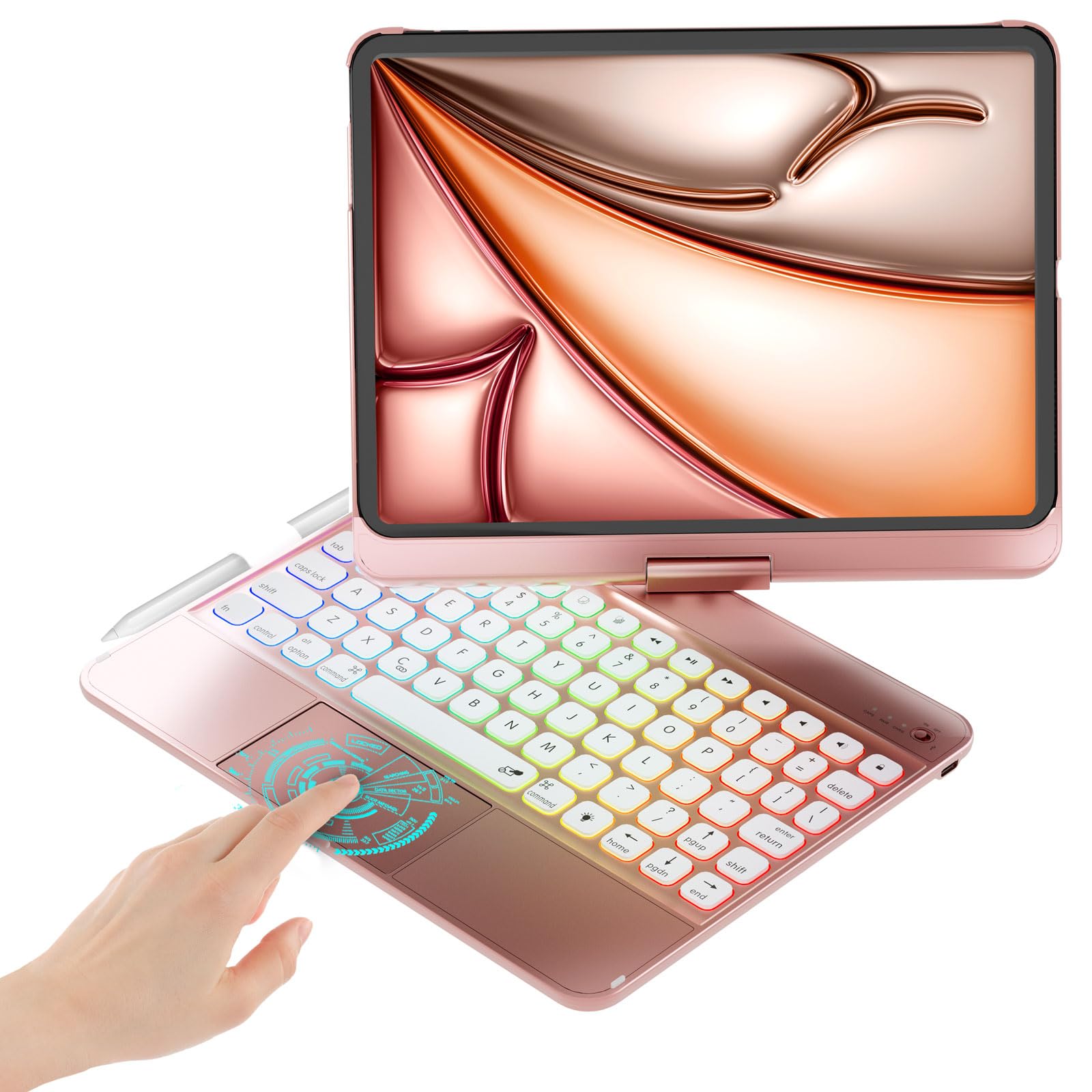 BABG iPad Air 11 inch case with Keyboard (M2)2024,Multi TouchPad,360 Swivel,Backlit Keyboard for iPad Pro 11 inch 4th/3rd/2nd/1s