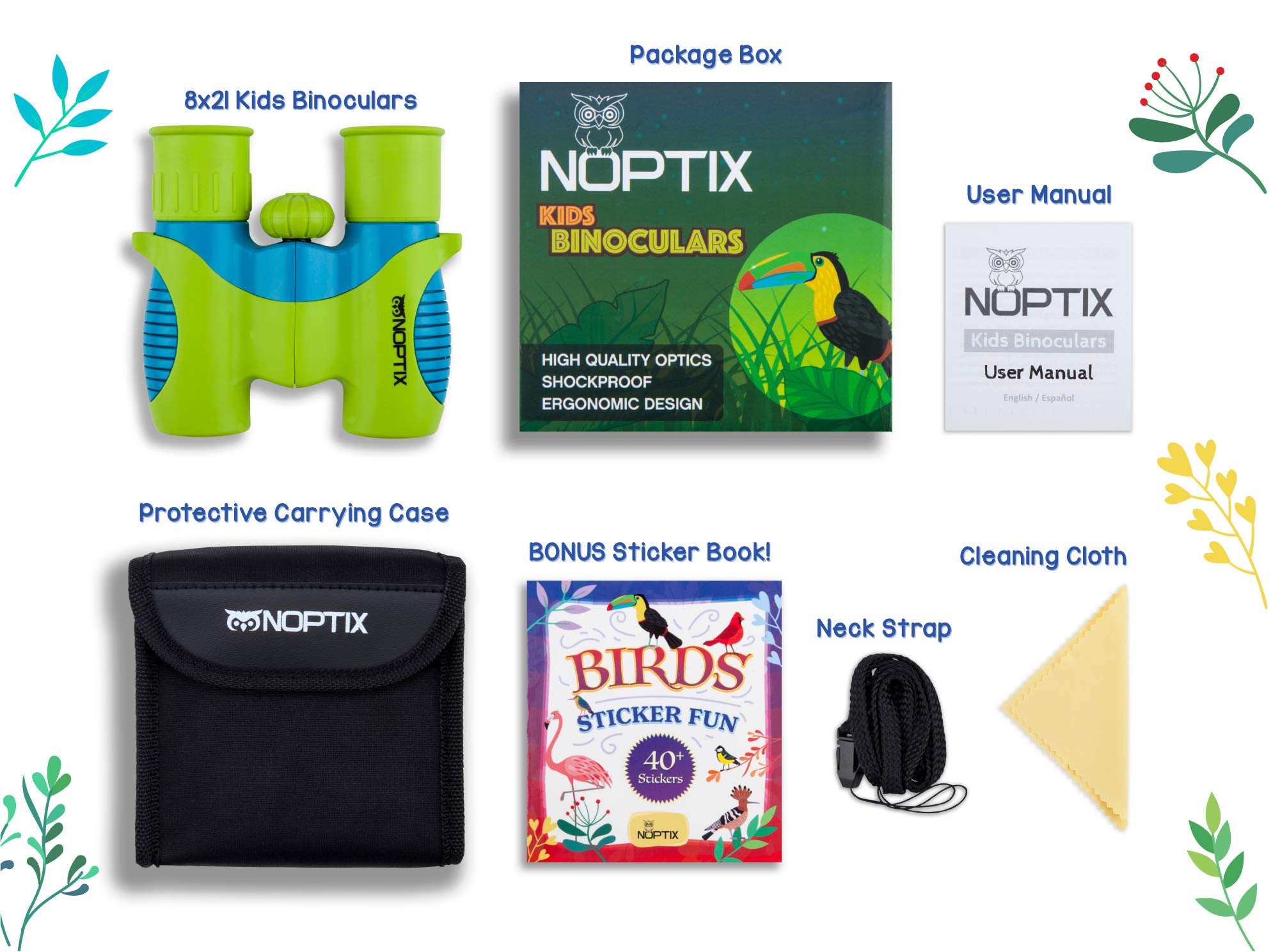 Kids Binoculars Girls Or Boys Real Binoculars In Green Blue   Binoculars For Toddlers Up To Kids Age 14   Includes Sticker Book