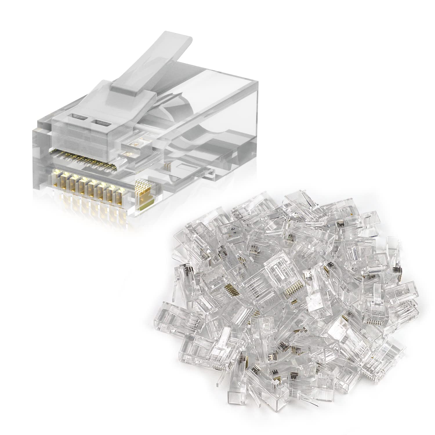 Iwillink 50 Pack Rj45 Cat6 Pass Through Connectors, Ethernet Cable Crimp Connectors Utp Network Plug For Solid Wire And Standard