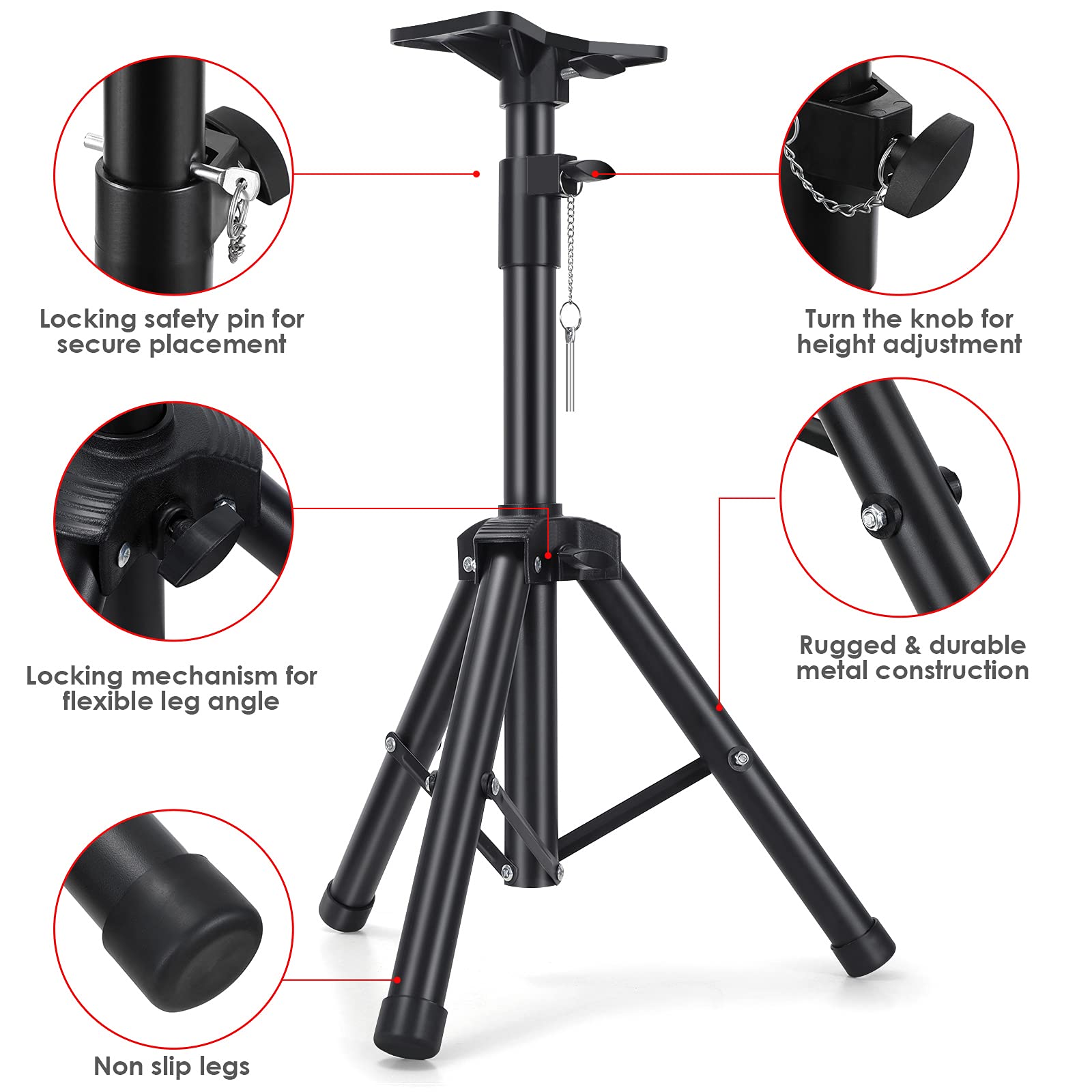 Studio Monitor Speaker Stand Adjustable Tripod Dj Pa Speaker Stand Professional Tripod Structure, Adjustable Height,Giskieo Heav