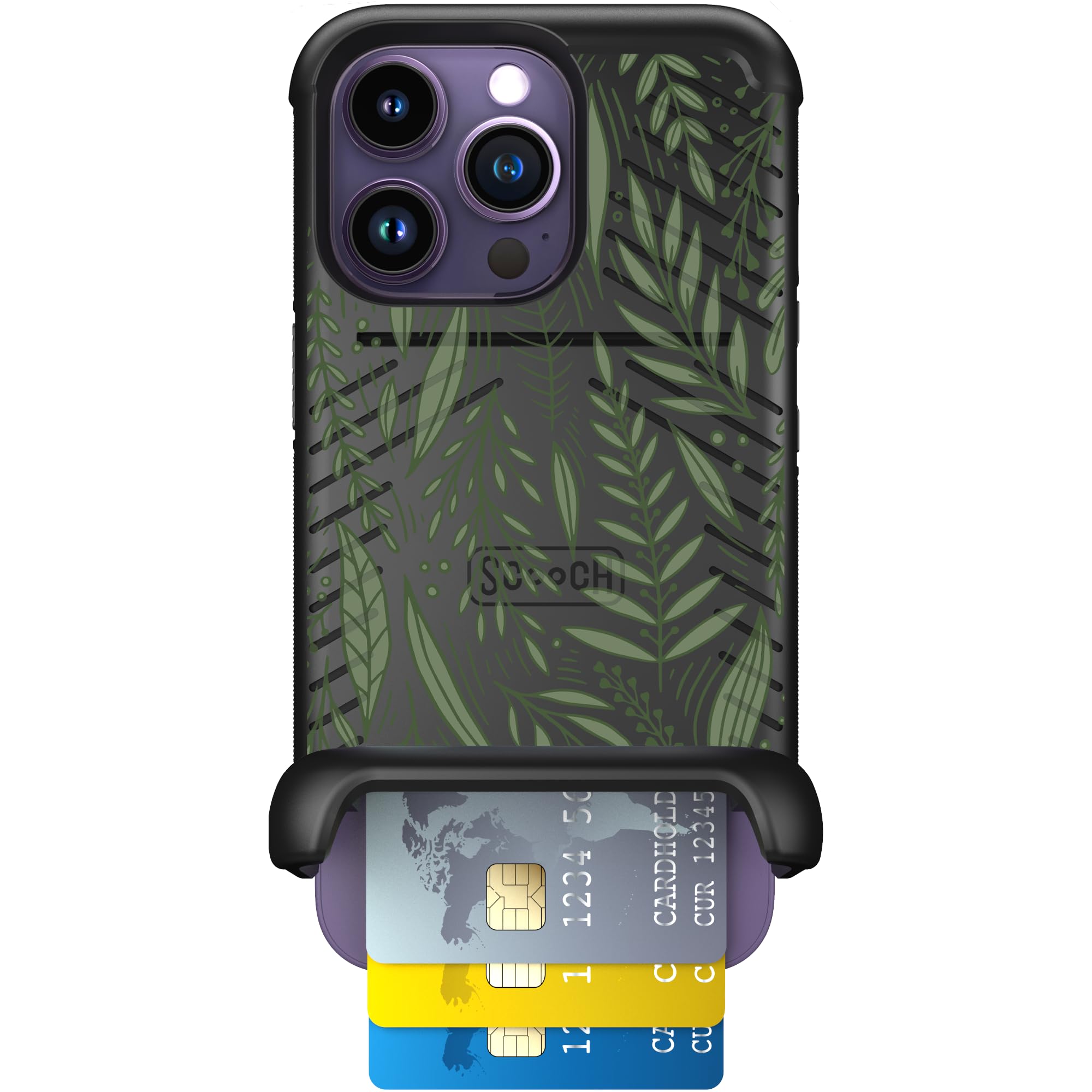 Scooch for iPhone 14 Pro Case with Card Holder, Wingmate Wallet Case with Hidden Card Slot and RFID Protection, Holds 3 to 4 Car