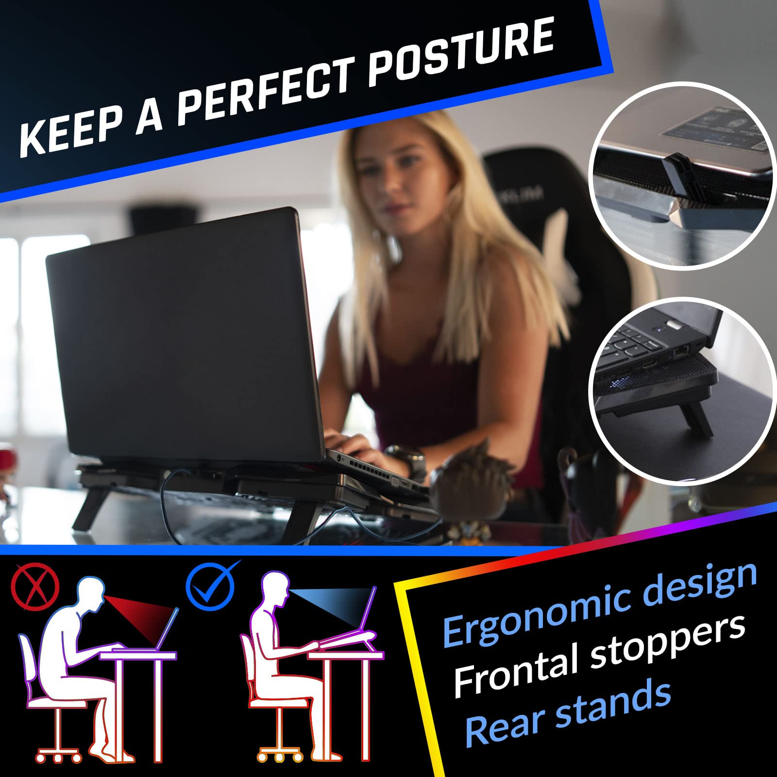 Klim Wind Laptop Cooling Pad   More Than 500,000 Units Sold   New 2024   Powerful Rapid Action Laptop Cooler   Laptop Stand With