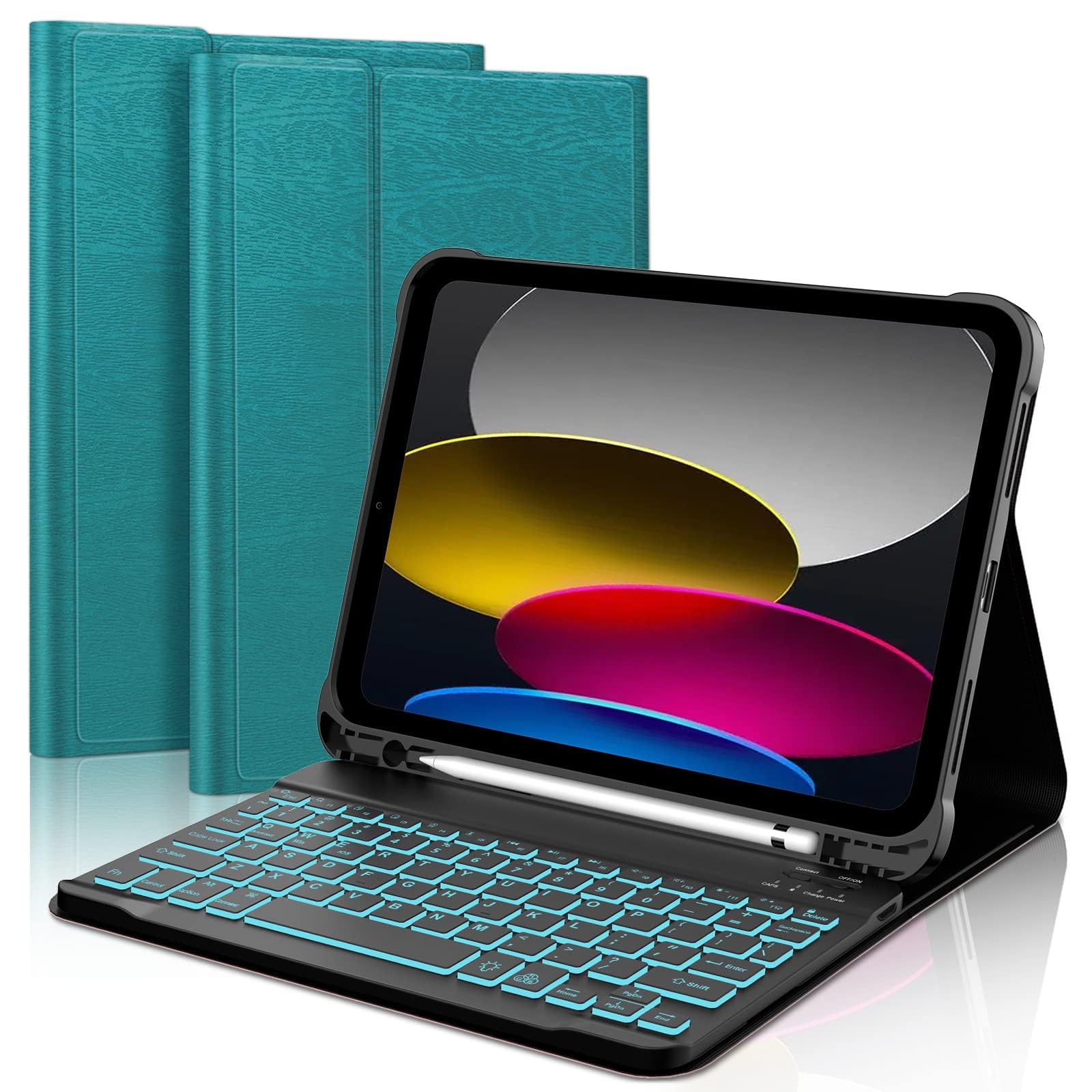 Yehobu Keyboard Case For Ipad 10Th Generation 10.9'',Ipad 10Th Gen Keyboard,Detachable Wireless Bluetooth Backlit Keyboard,Smart
