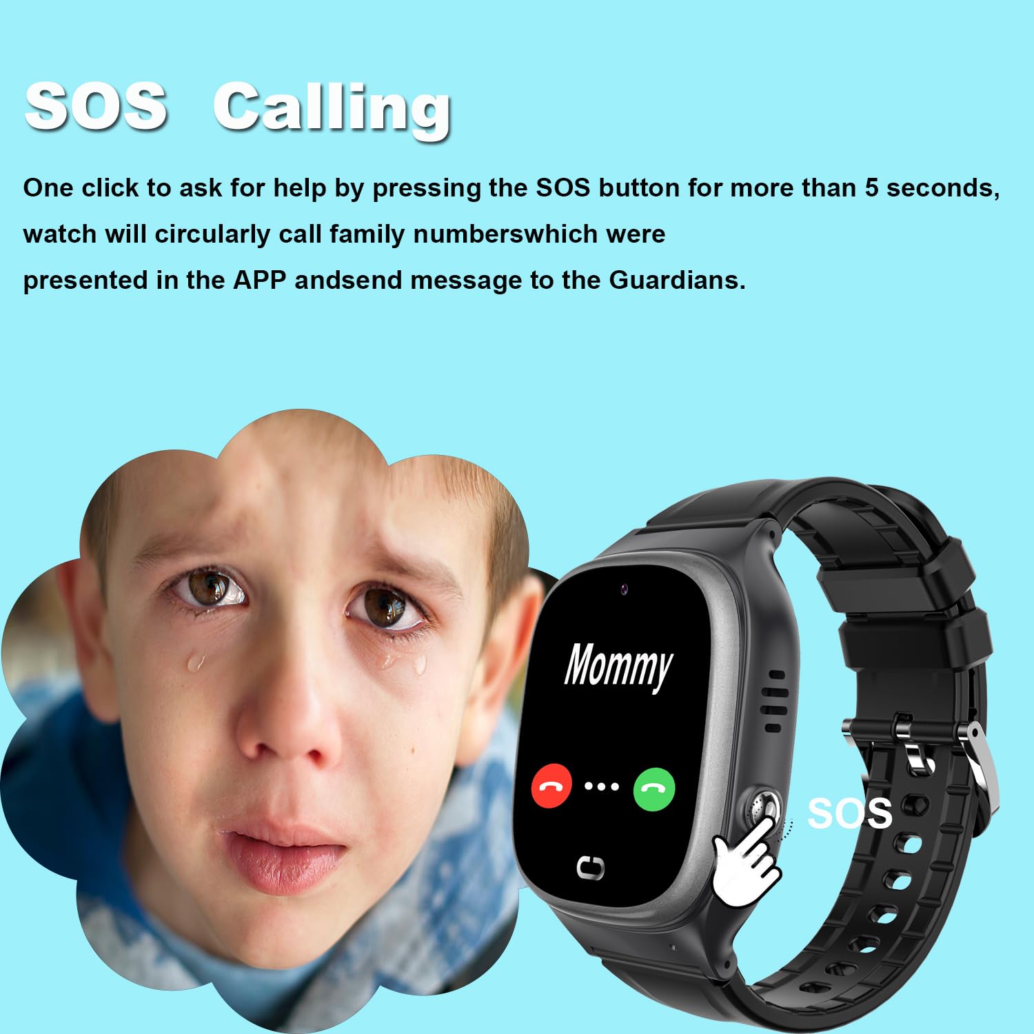Tykjszgs Waterproof Kids Smart Watch Lbs Tracker - Boys Girls For 3-12 Year Old With Sos Camera Alarm Call Camera 12 Time Format