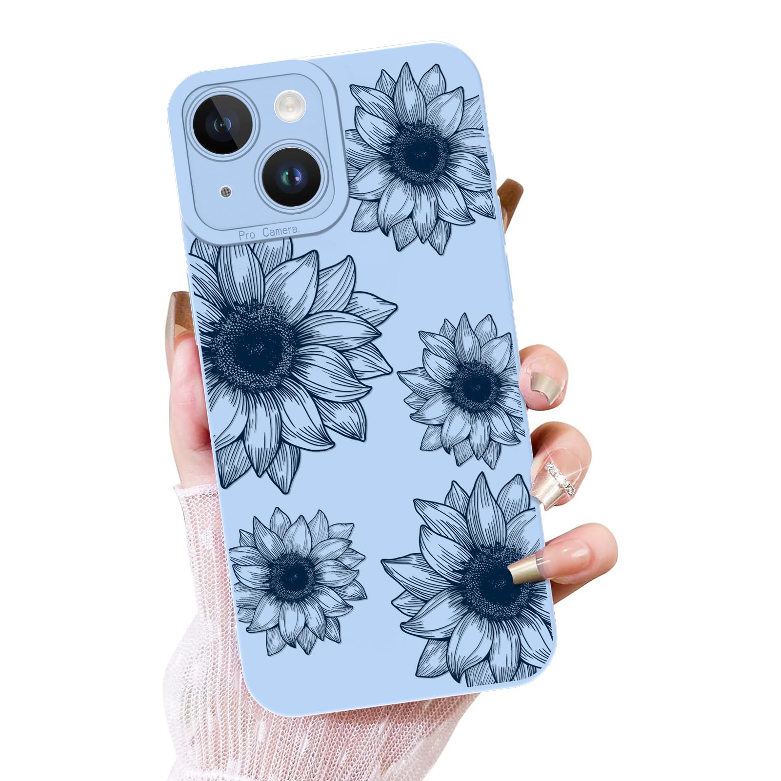 Ook Floral Case For Iphone 14 Case, Cute Sunflower Floral Blooms Design Soft Tpu Shockproof Protective For Women Girls Slim Phon