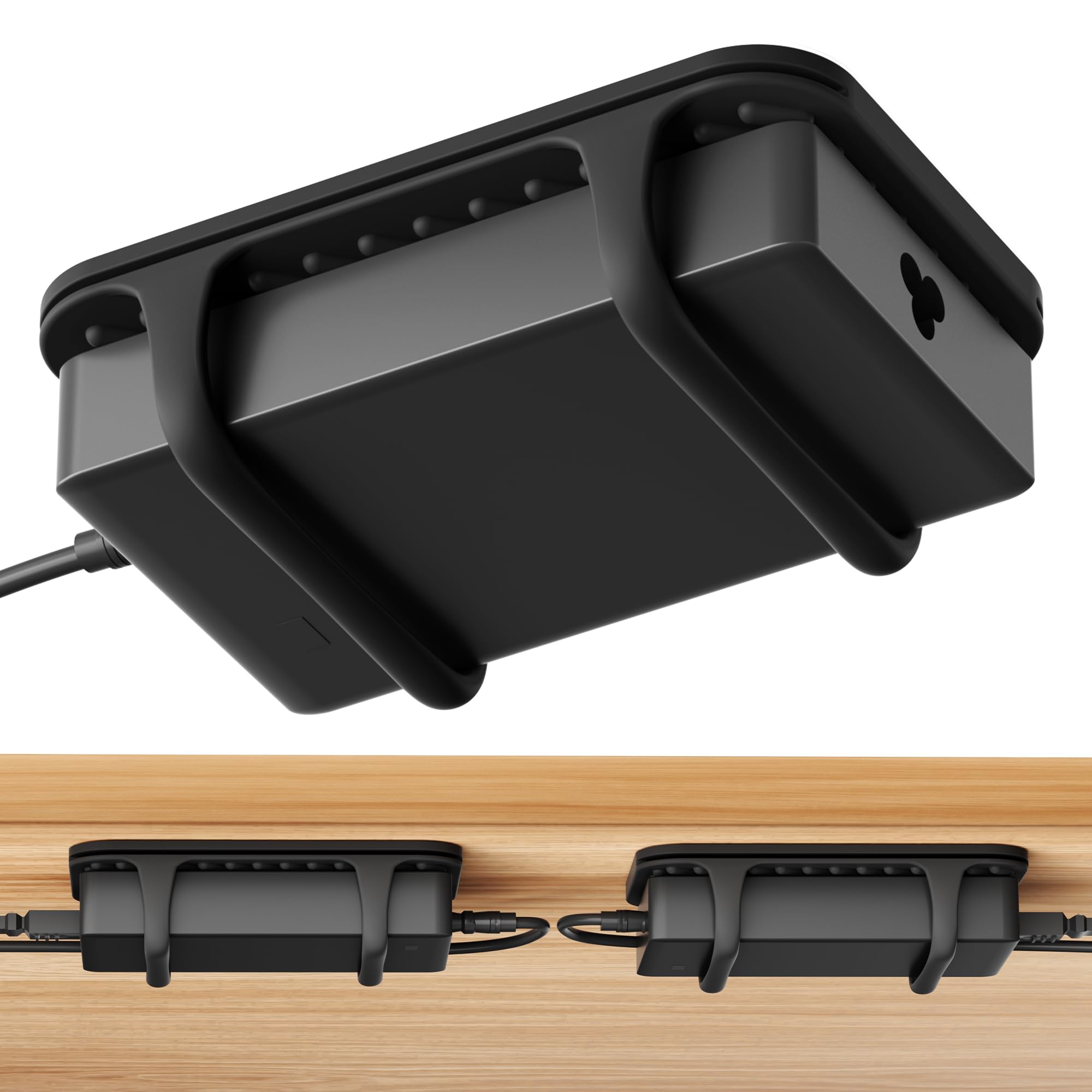2 Pack Universal Silicone Laptop Charger Holder,Under Desk Power Brick Mount Organizer for Charging Brick & Cables,Flexible Non