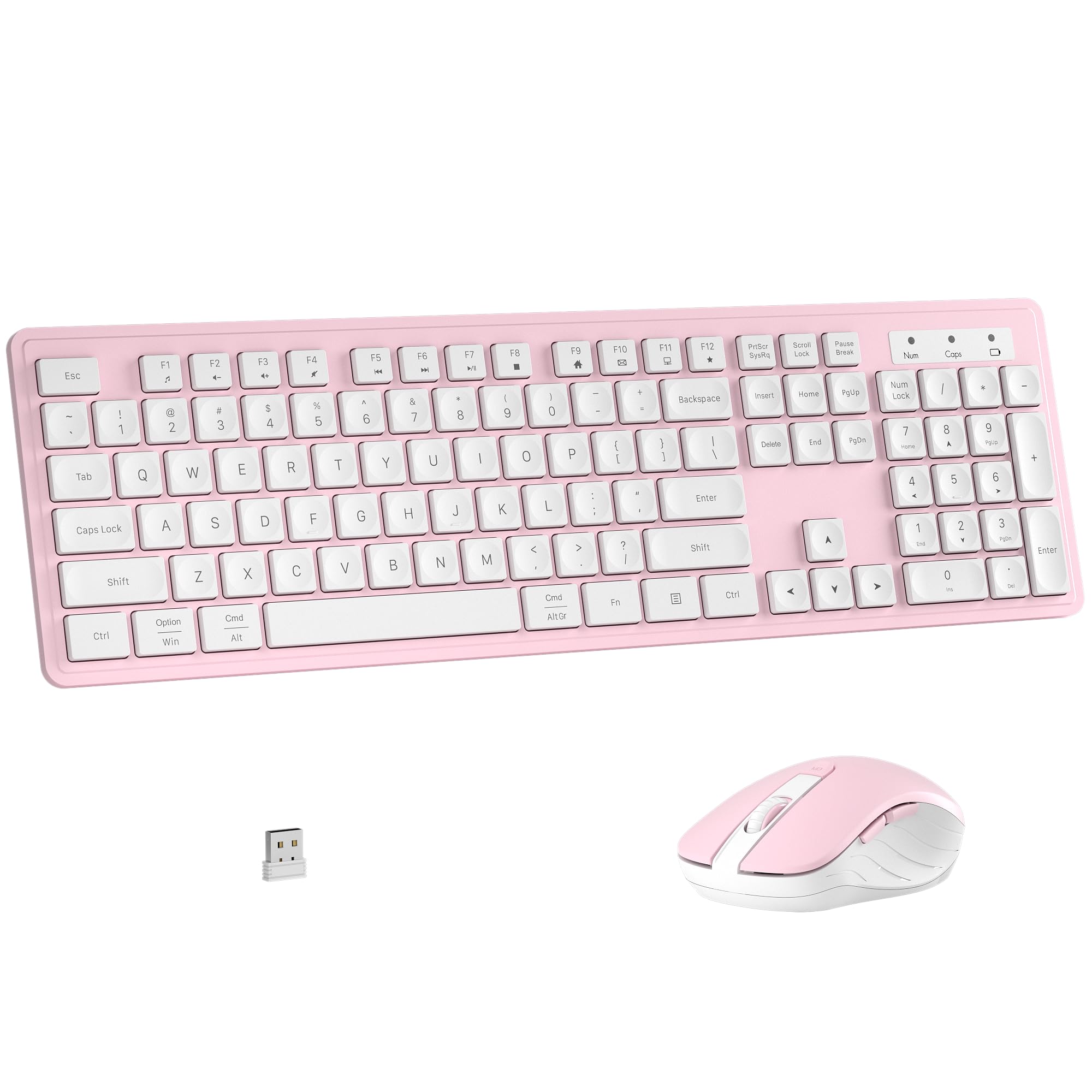 MPTOG Wireless Keyboard and Mouse Combo for PC Laptop (Pink White)