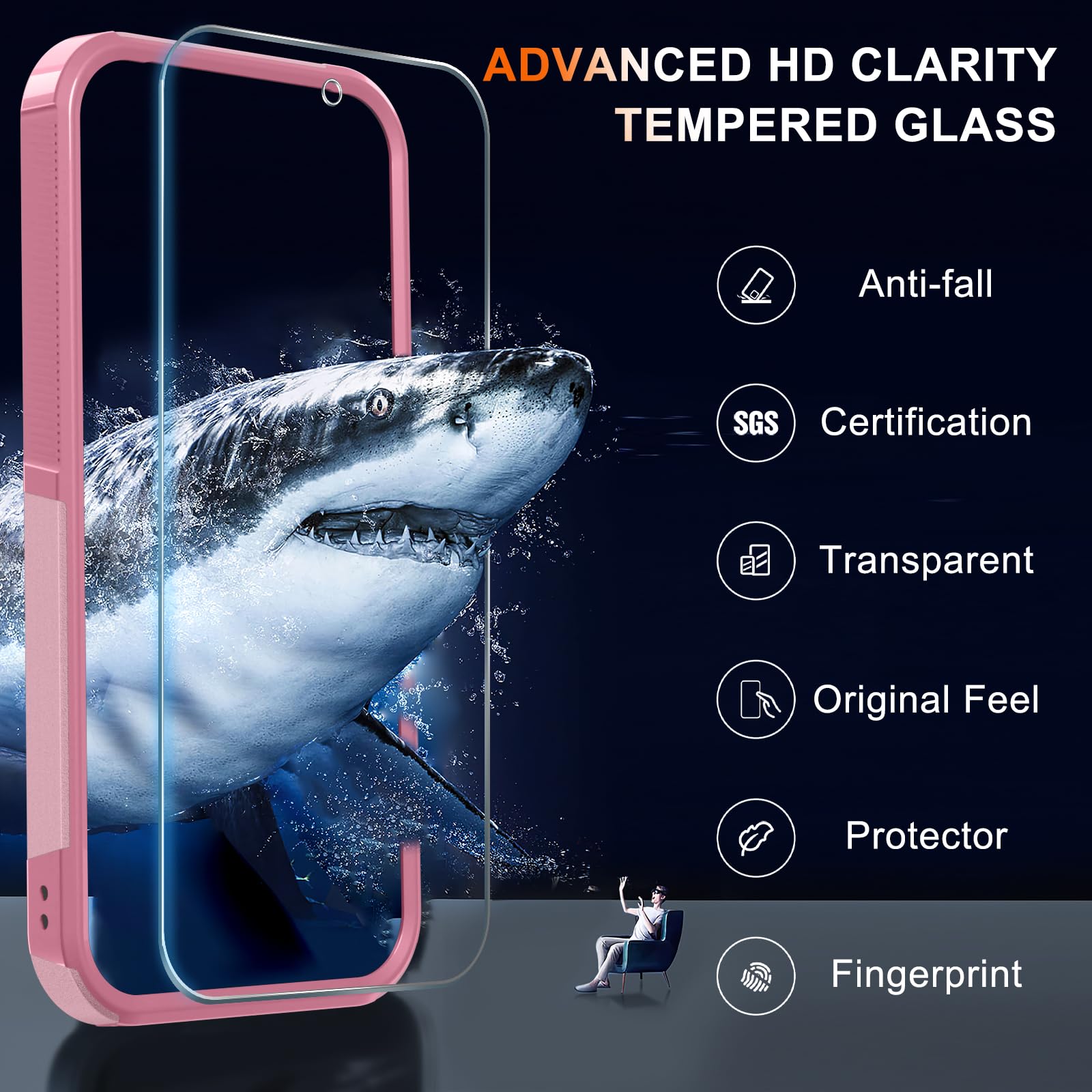 Rmocr Case For Google Pixel 9/9 Pro, Full Body Heavy Duty Rugged Shockproof Protective Phone Cover With Lanyard Strap, Tempered