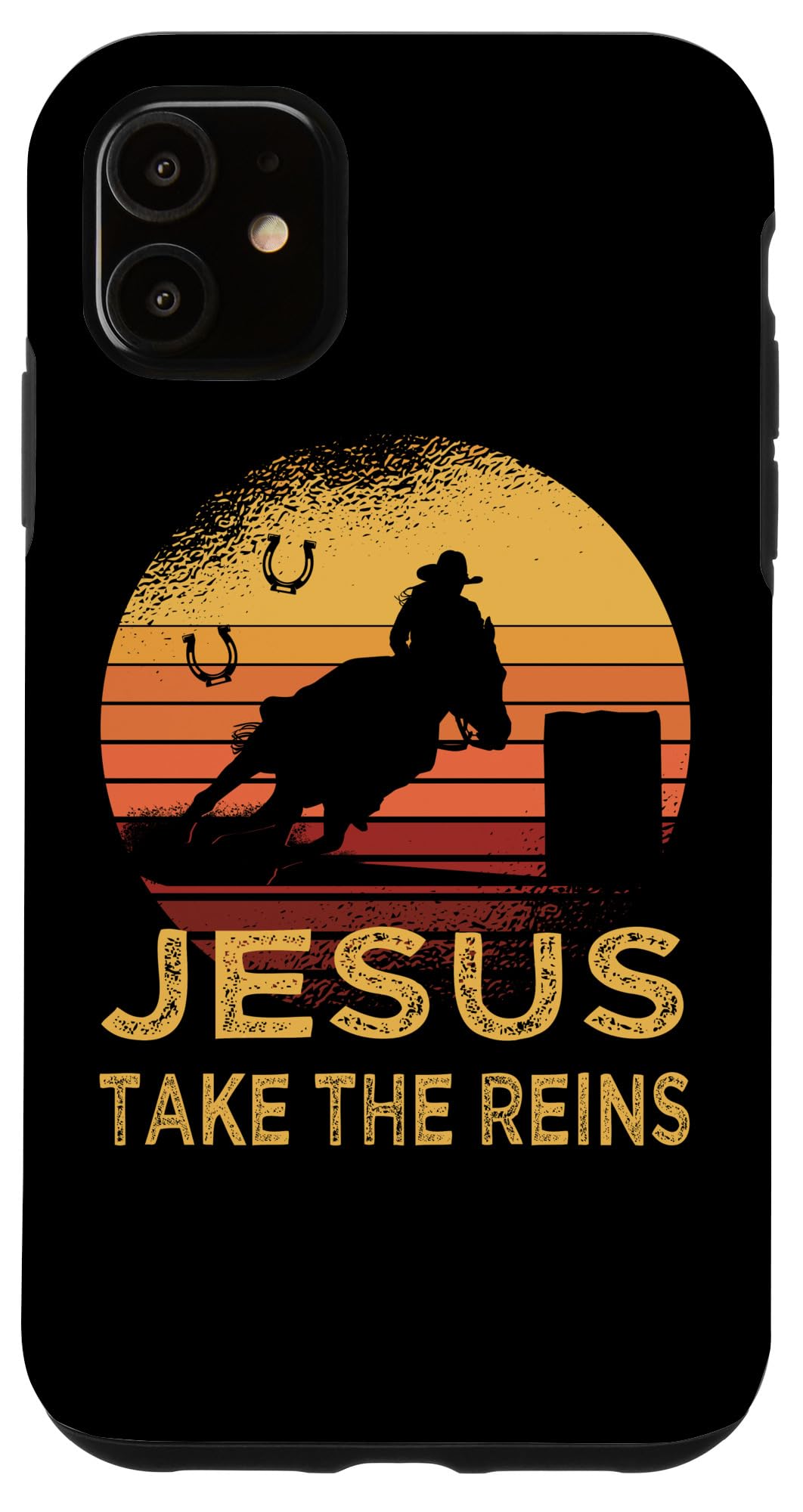 Iphone 11 Vintage Retro Horse Barrel Racing Jesus Take The Reins Rodeo Case