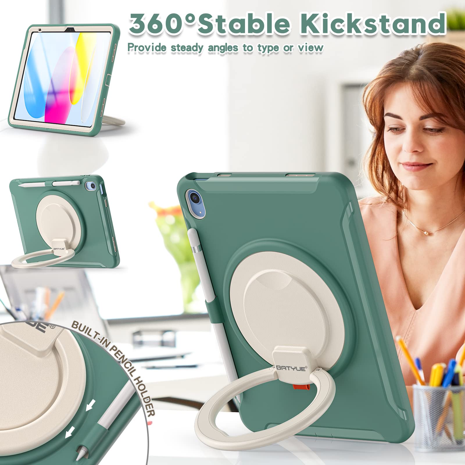 Batyue Ipad 10Th Generation Case   Rugged Shockproof Protection Cover For 2022 10.9 Inch Ipad (10Th Generation) With Screen Prot