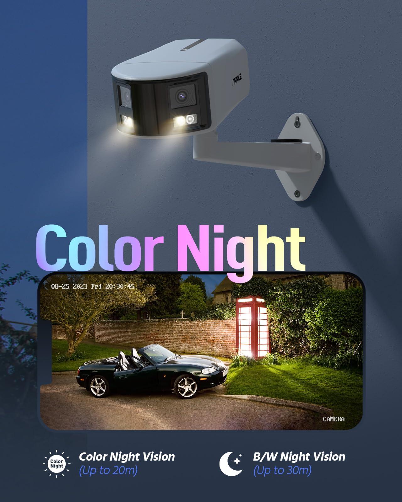 Annke Fcd800 4K Poe Security Camera System, Dual Lens Outdoor Ip Camera, 180 Degree Viewing Angle, Human Vehicle Detection, Color Night Vision, Two Way Talk, Up To 256Gb Microsd Card