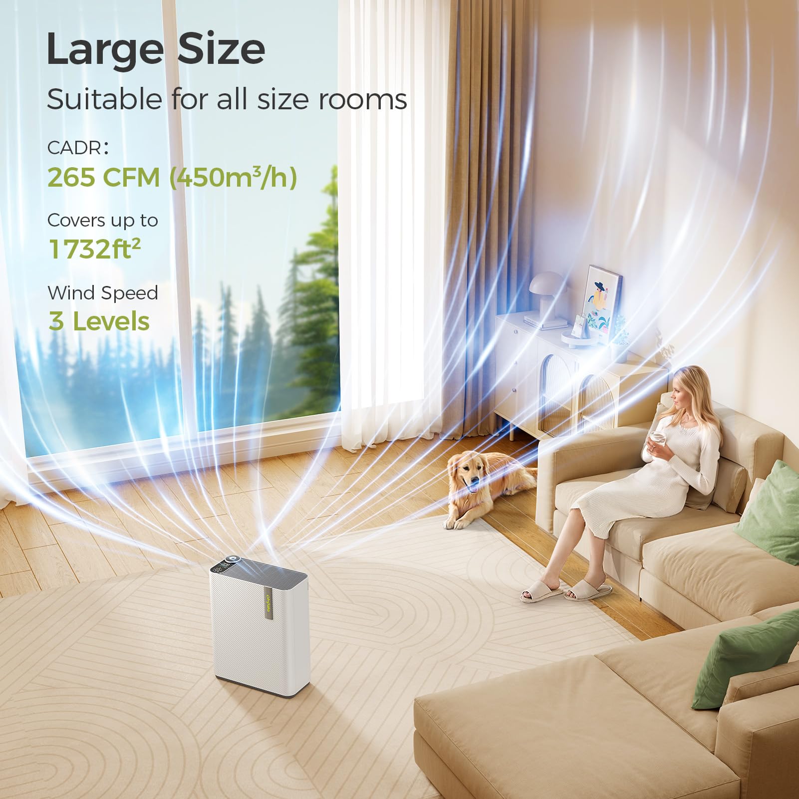 Air Purifiers For Home Large Room, Air Purifiers For Bedroom With Humidifier (100Ml), Smart Wifi, Air Quality Monitor, Quite Sle