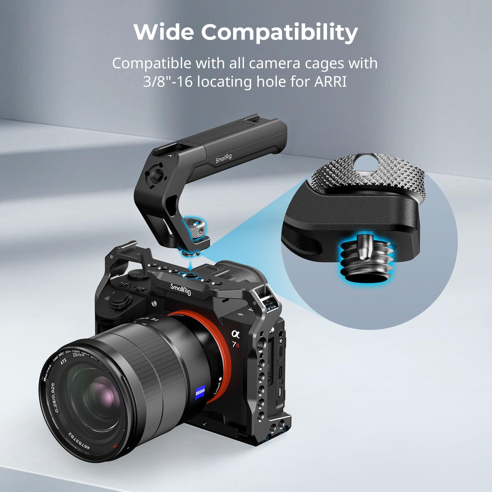 Smallrig Lightweight Top Handle With 3/8-16 Locating Pins For Arri, Tiny Camera Top Handle Only 113G, High-Strength Engineering