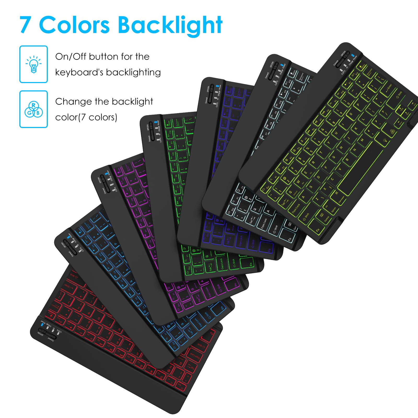 LAMA Backlit Universal Bluetooth Keyboard & Mouse, Ultra-Slim Rechargeable for iPad/iPhone/PC/Tablet - Black