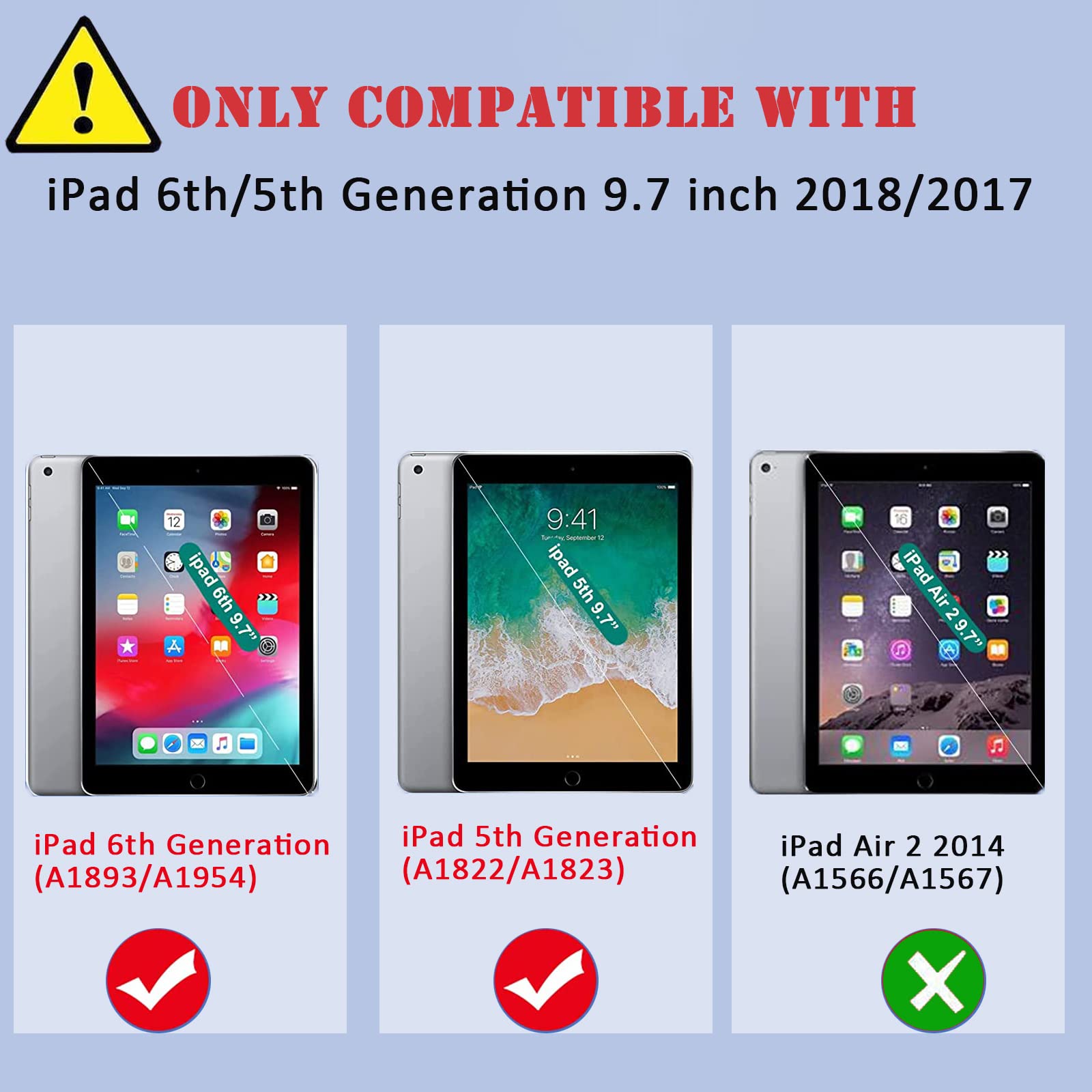 Sibeitu Ipad 5Th Generation Case For Kids | Ipad 6Th Generation Cases With Stand | Ipad 9.7 Case W/Pencil Holder 2018/2017 | Sli