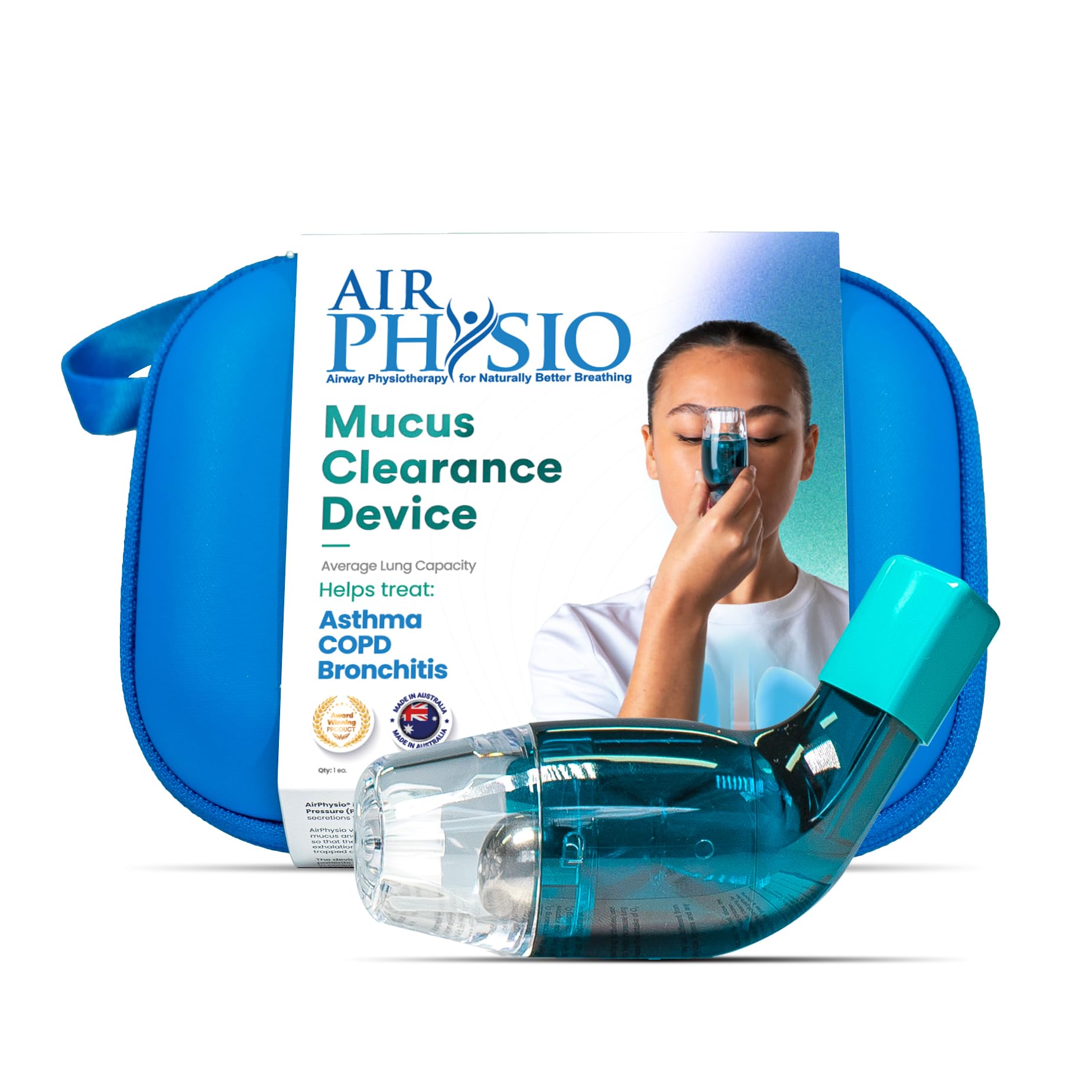 AirPhysio with Protective Storage Case Bag Holder Accessory, Hard Shell Case, and Soft Bag Included
