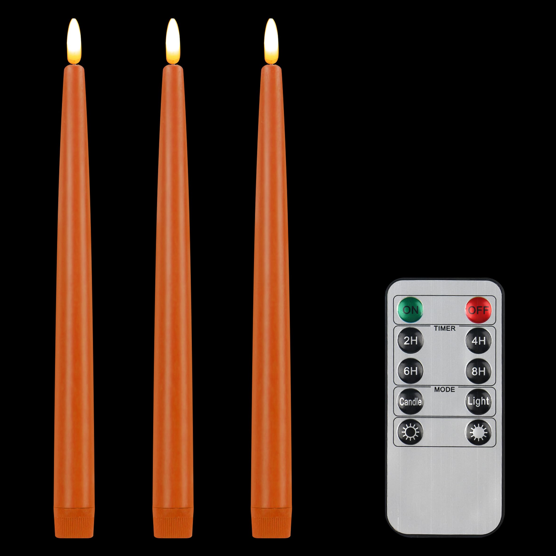 Cvhomedeco. Flameless Taper Candles With 10 Key Remote, Battery Operated Led Flickering 3D Wick Window Candles Real Wax Finished