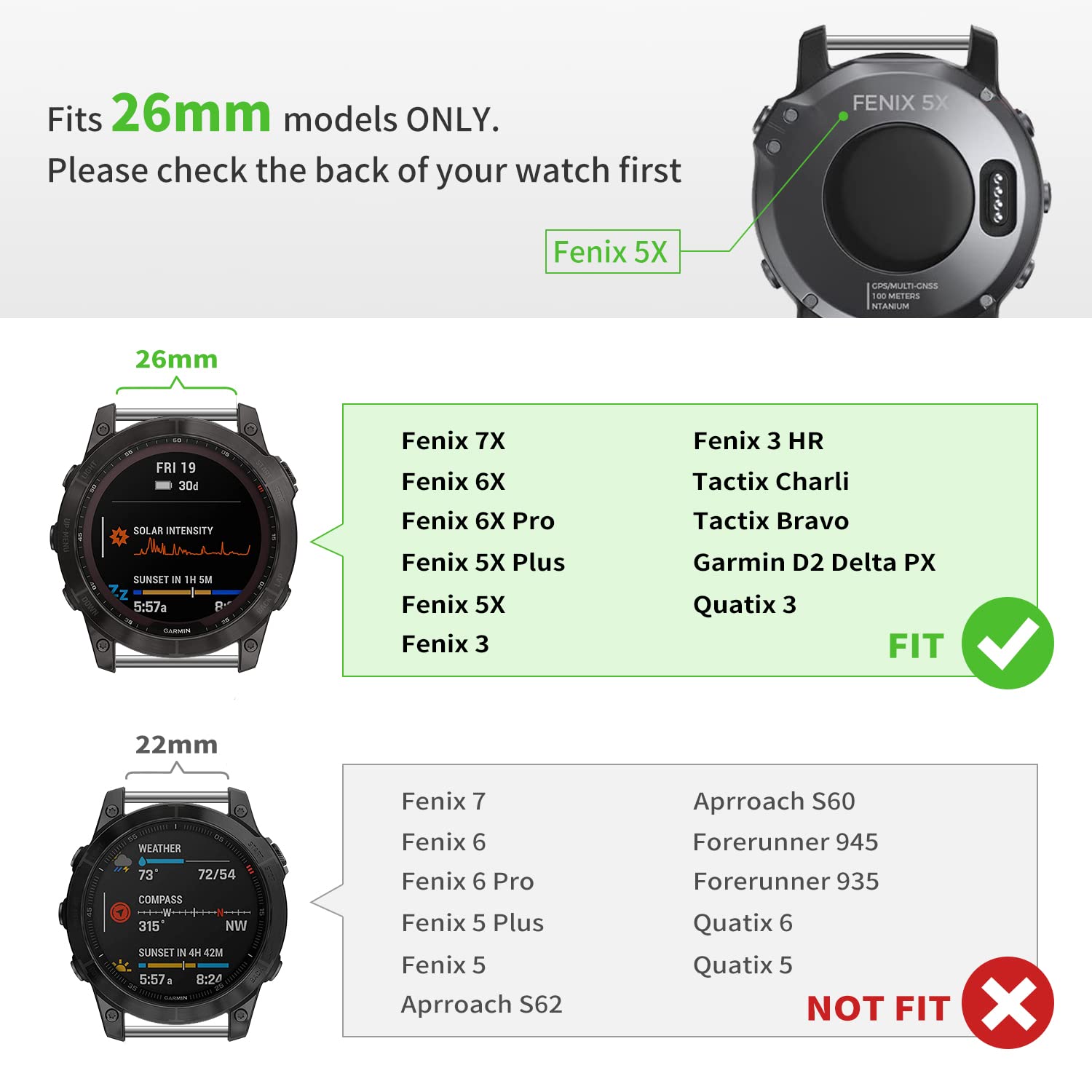 Pencoda For Garmin Fenix 8 51Mm/7X/6X/5X Plus Band, 26Mm Titanium Metal Quick Release Easy Fit Watch Bands With Double Button Cl