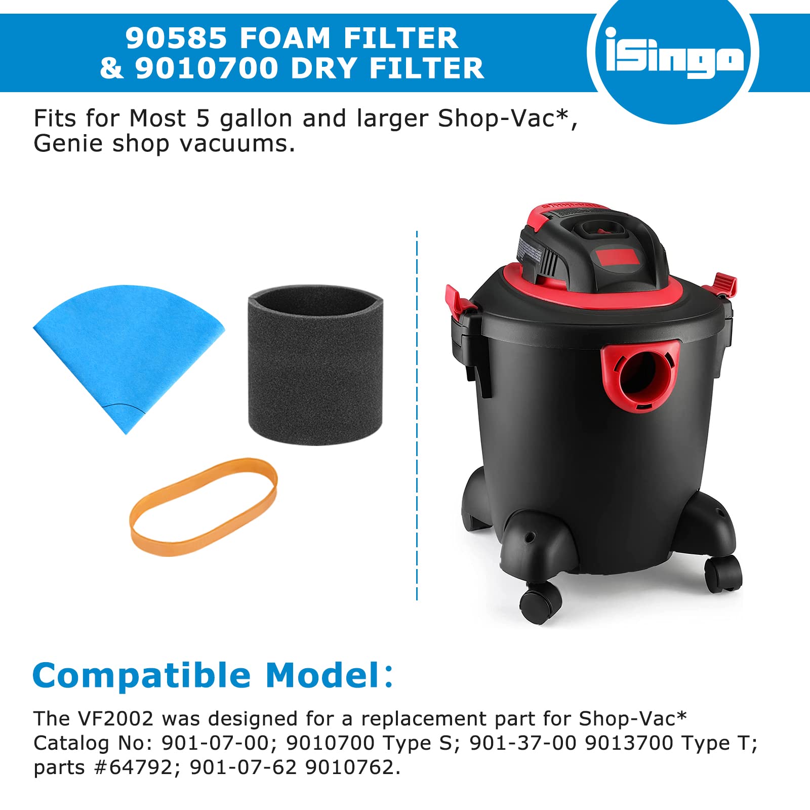 3 Pack 90585 Foam Sleeve Filter Replacements For Shop Vac Including 6 Dry Filters And 6 Mounting Band   Compatible With Shop Vac