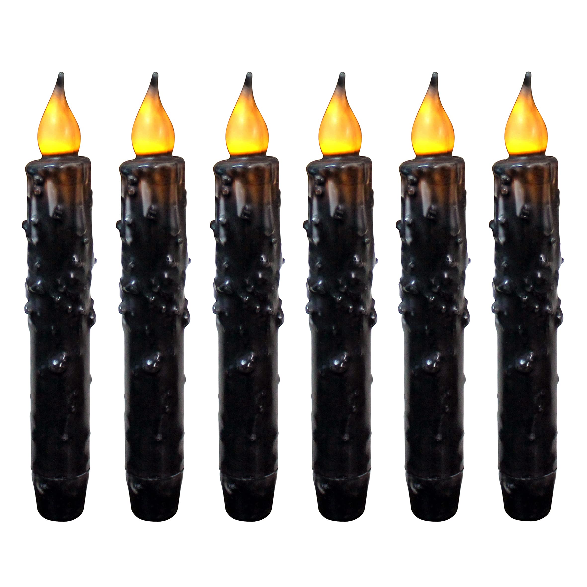 Cvhomedeco. Real Wax Hand Dipped Battery Operated Led Timer Taper Candles Rustic Primitive Flameless Lights D?Or, 6 3/4 Inch, Ma