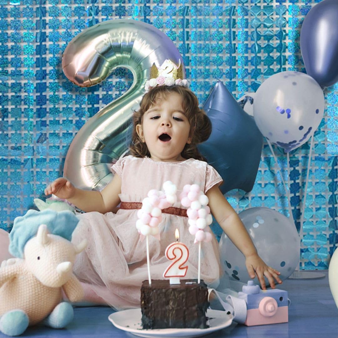 Winter Wonderland Backdrop 5Pcs Glitter Foil Fringe Curtain Party Decor Blue Photo Booth Backdrop Streamers For Halloween, Chris