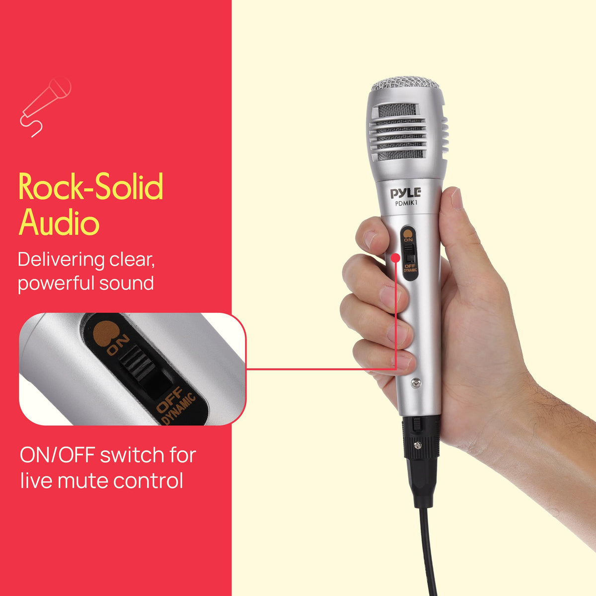 Pyle Wired Dynamic Microphone, Uni-Directional, Handheld Mic with Pop ...