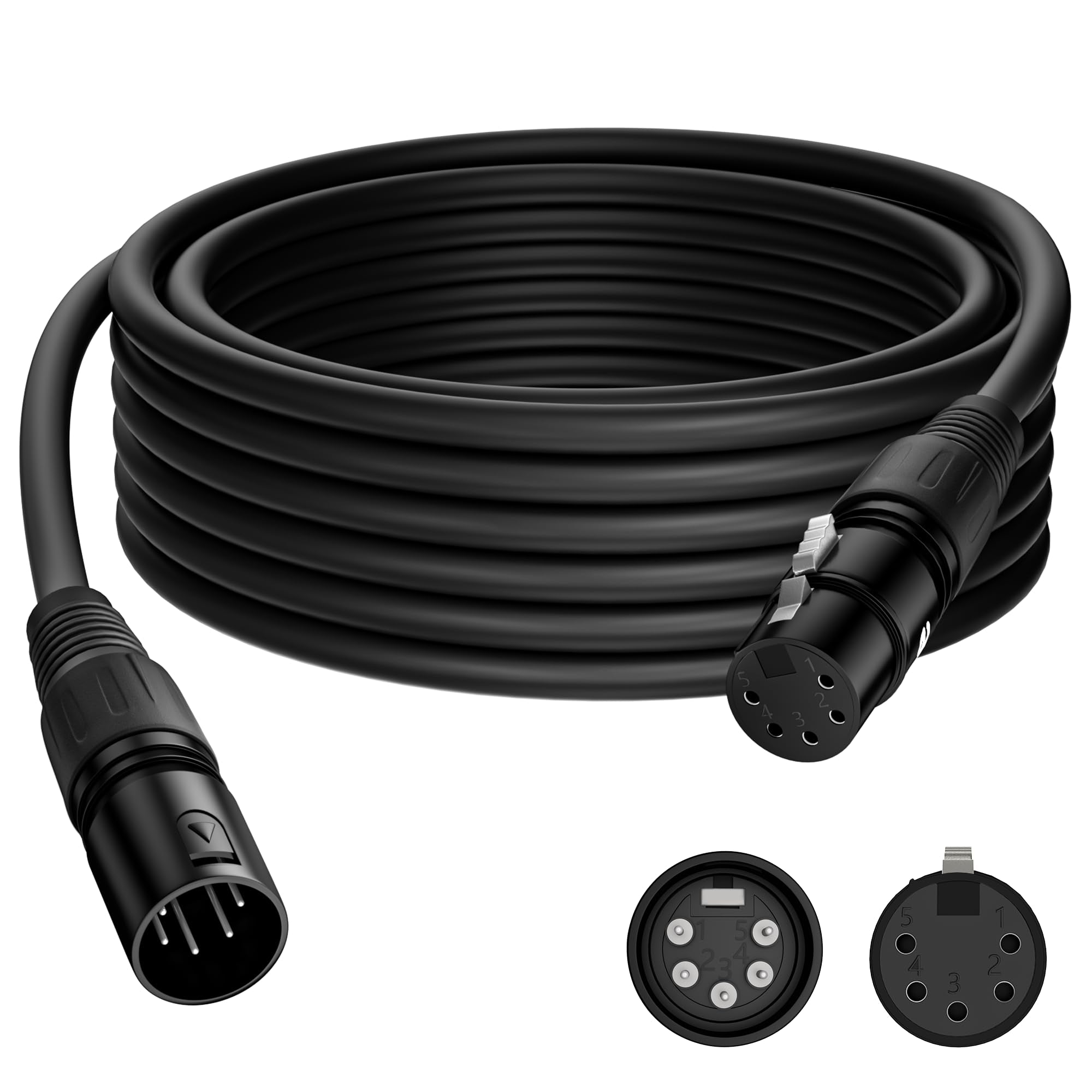 5 Pin DMX XLR Cable 35FT, DMX512 Male to Female Stage Light Cable, Premium Signal Transmission for Stage Lighting & Controller, 
