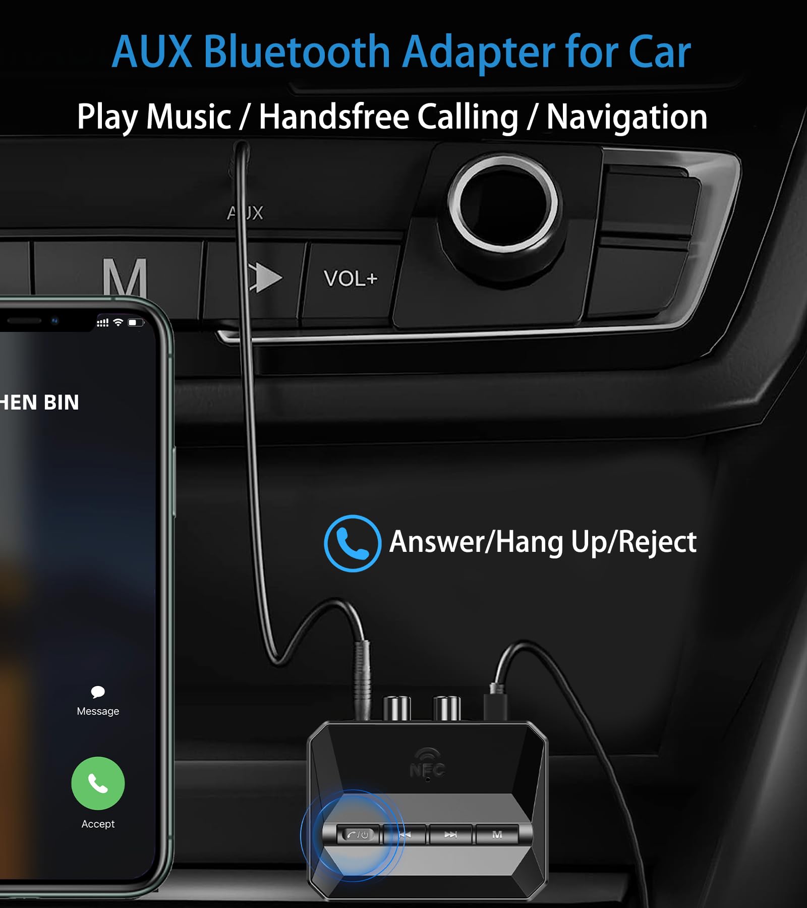 Kaiy 5.3 Bluetooth Receiver For Home Stereo, Bluetooth To Rca Adapter For Stereo Receivers Aux Bluetooth Adapter, Nfc Enabled Bl