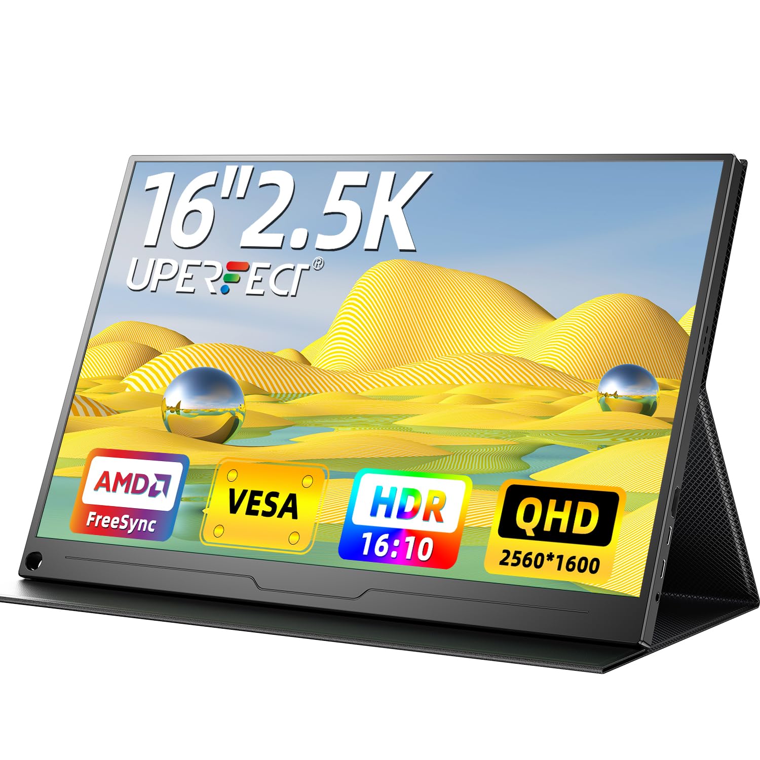 Uperfect 2.5K Portable Monitor, 16'' 2560X1600 Qhd Portable Gaming Monitor Hdr Freesync Laptop Monitor W/Vesa & Smart Case Matte