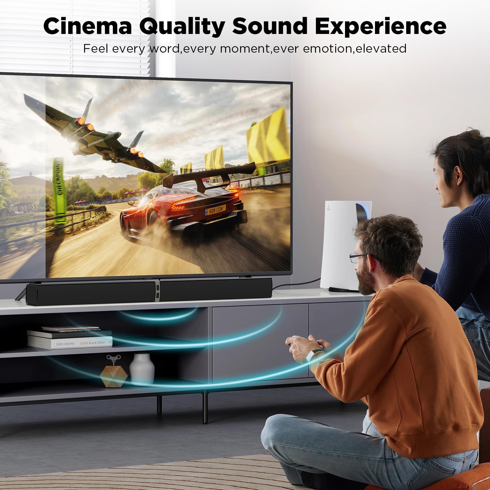 Mzeibo Tv Sound Bar, Sound Bars For Smart Tv, Bluetooth 5.0 Soundbar 60W 32Inch Detachable Soundbars With Hdmi Arc/Optical/Aux C