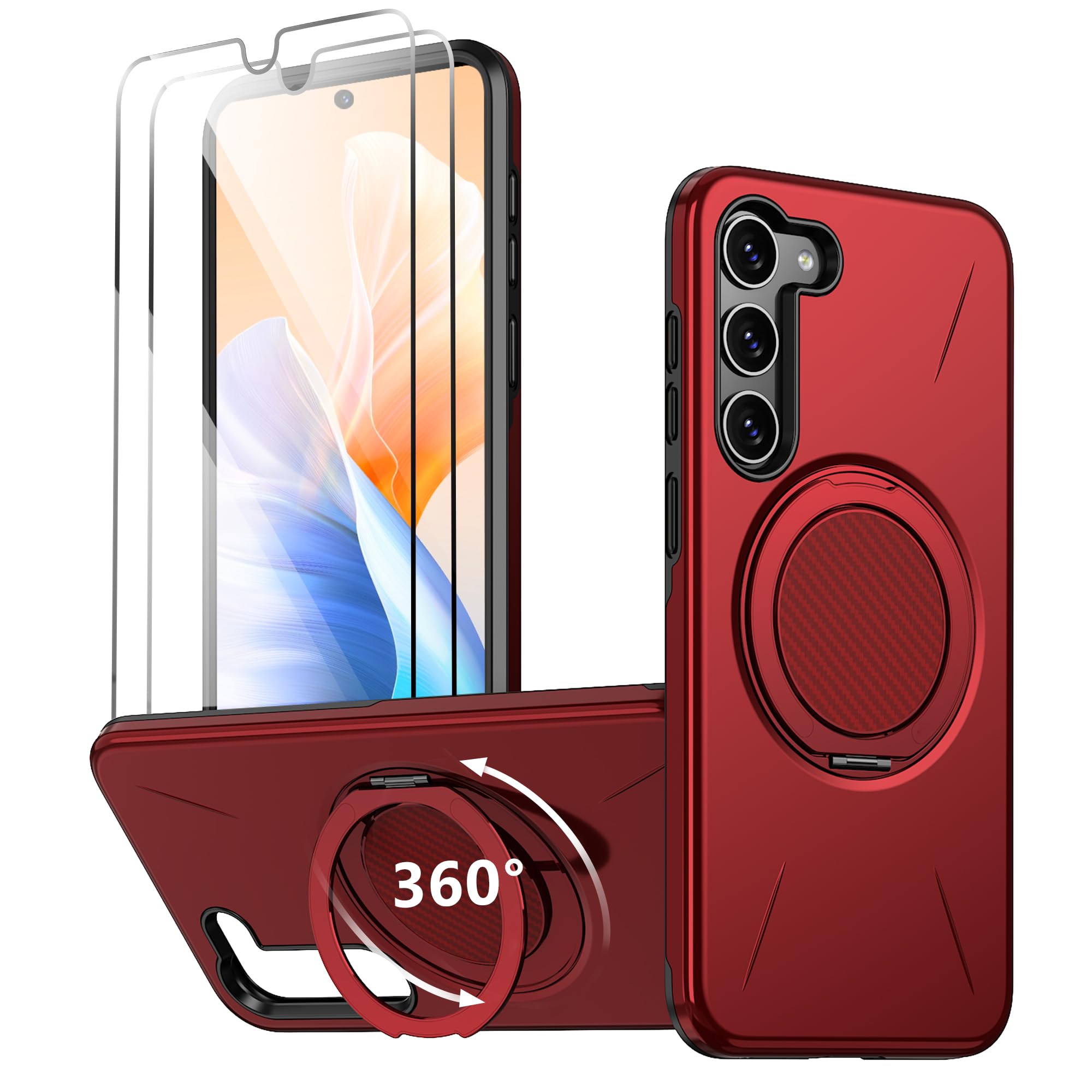 Imuruktek for Samsung S23-Plus Case, with 2 HD Screen Protectors, Strong Magnetic & Built-in O-Ring Stand for Galaxy 23 Plus Cas