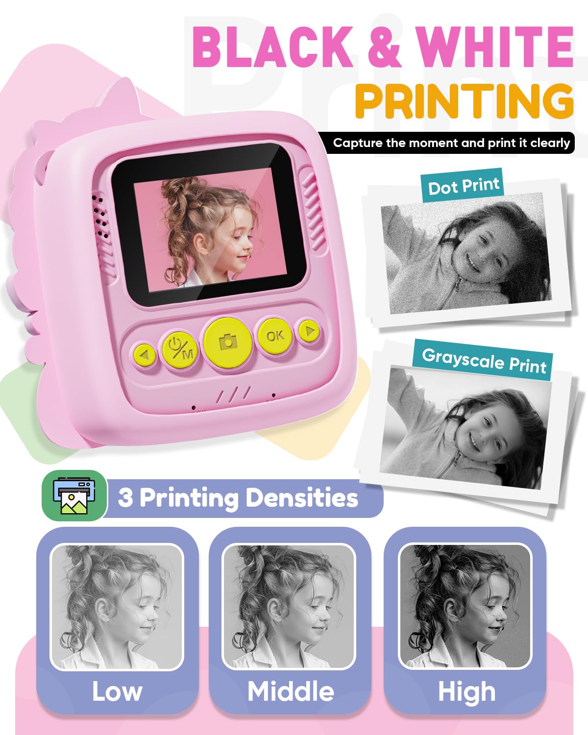 Prysyedawn Instant Print Camera For Kids, Christmas Birthday Gifts For 3 8 Year Old Boys Girls, 1080P Kids Digital Camera Toys F