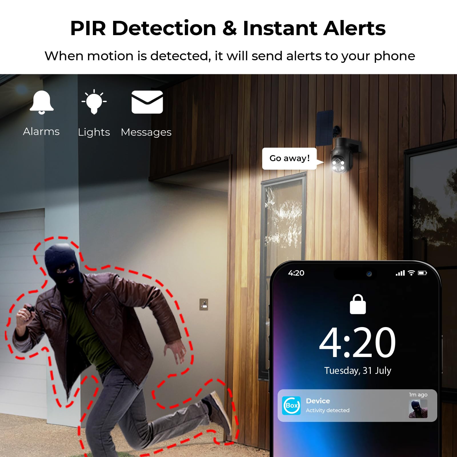 K&F Concept 3G/4G Lte Cellular Security Camera With Sd&Sim Card (Verizon/At&T/T Mobile), No Wifi Needed, Solar Powered, 2K Live Video, 360� Ptz, Color Night Vision, 2 Way Talk, Motion&Siren Alert