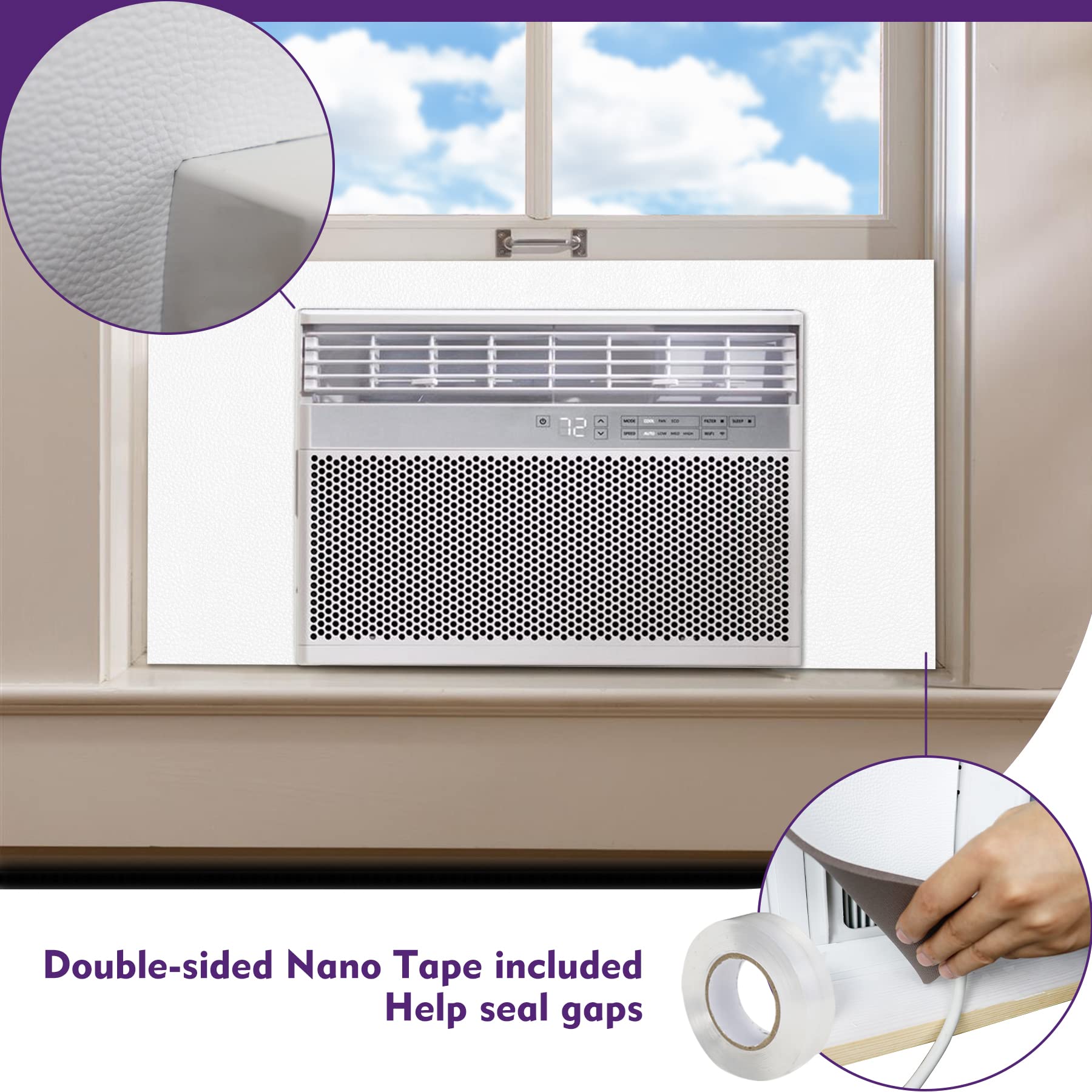 Mxclimate Full Surround Window Ac Insulation Foam Side Panels For Air Conditioner Units, 39'' Width Indoor Window Seal Kit Cover