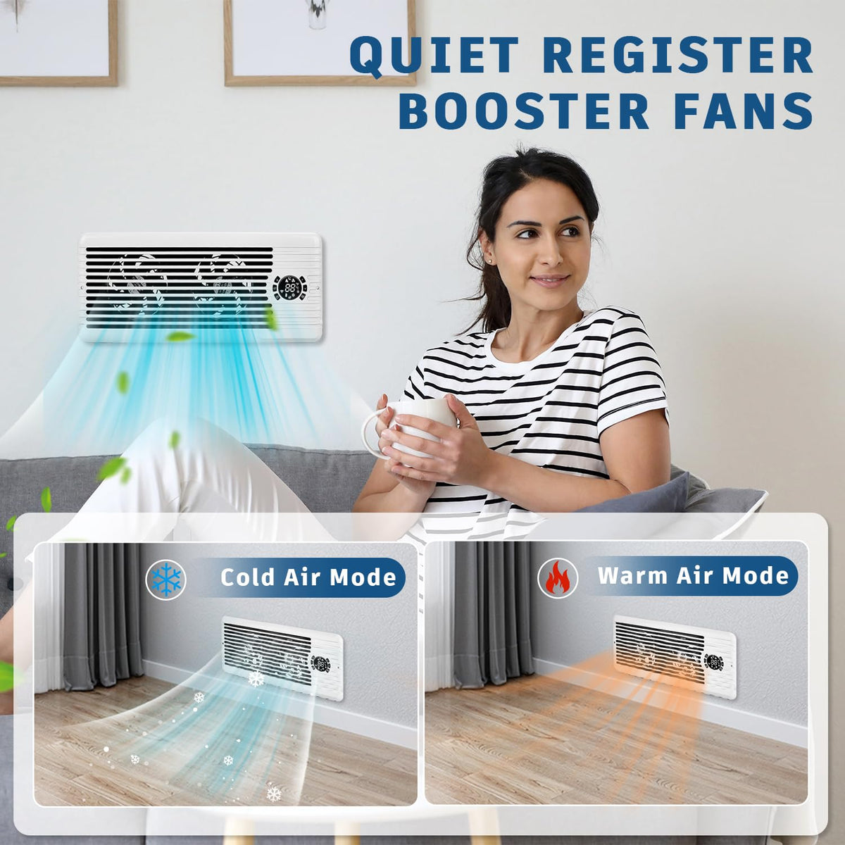 TMYICE Register Booster Fan for 4 x 10 Register Holes, Smart AC Vent ...