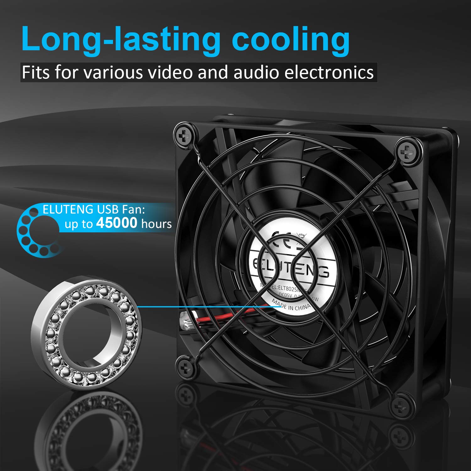 Eluteng Usb Fan 80Mm, Usb Computer Fan 5V Quite Usb Ventilation Fan Compatible With 3 Speed Control For Receiver Dvr Playstation