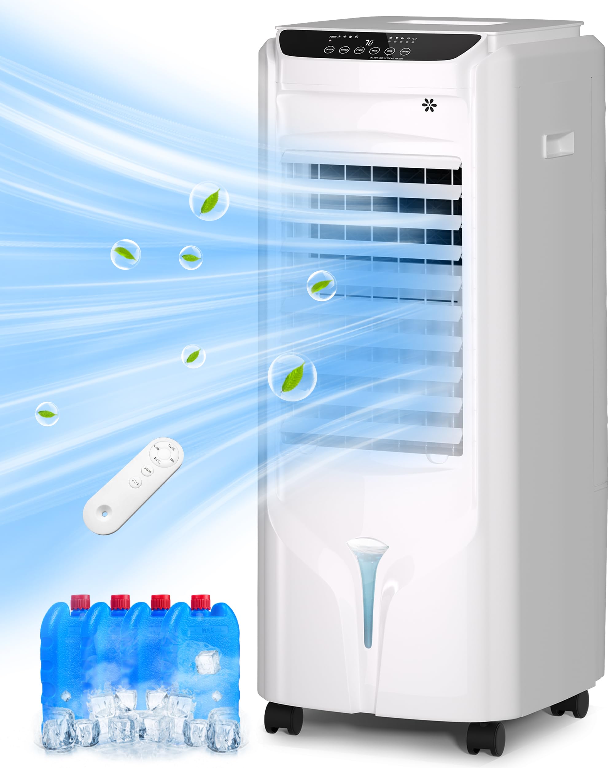 Uthfy 32 Evaporative Air Cooler with 4 Ice Packs, 4 Modes & 3 Speeds, Swamp Cooler with 4.2 Gal Water Tank, 120 Oscillation, 12H