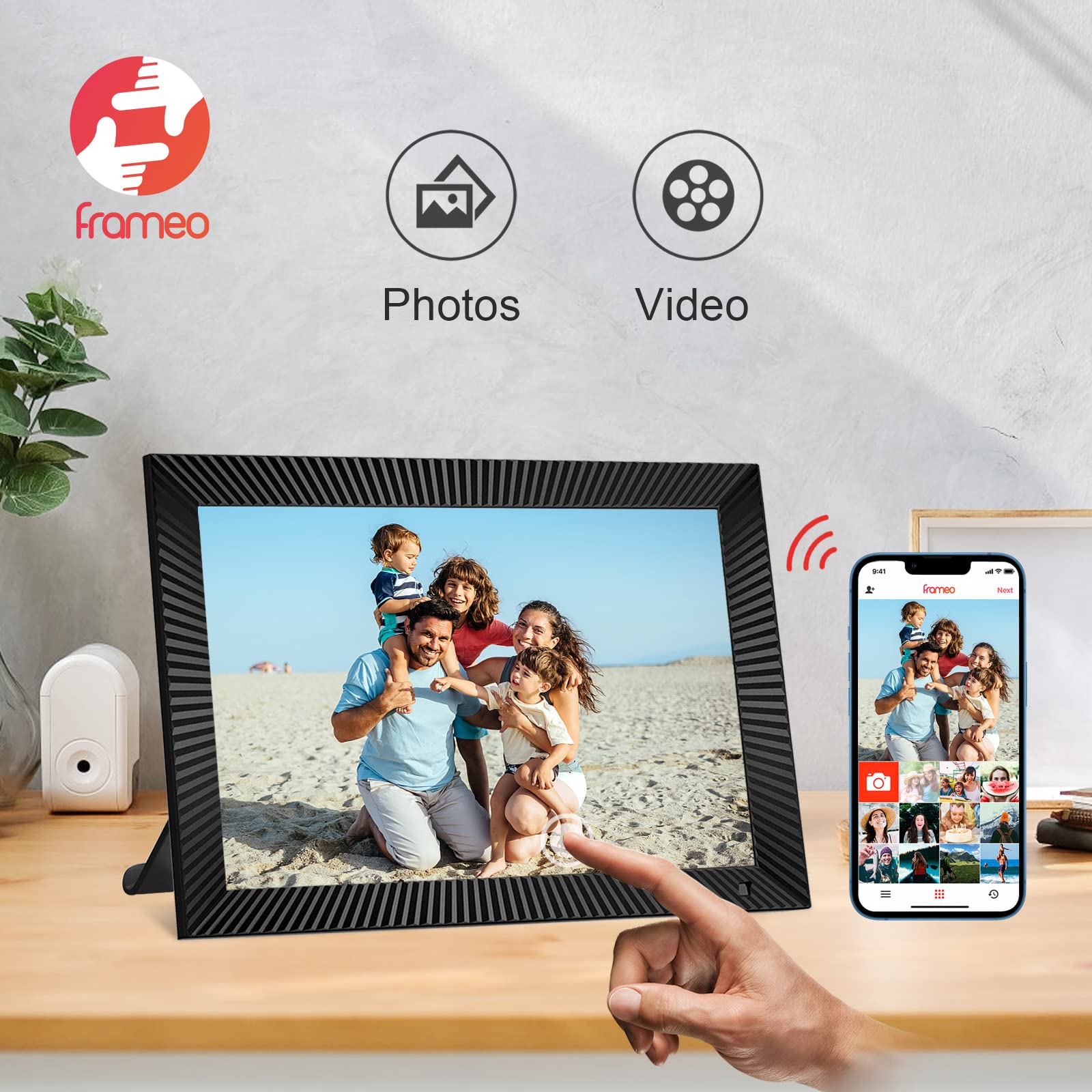 32Gb Frameo 10.1 Inch Smart Wifi Digital Photo Frame 1280X800 Ips Lcd Touch Screen, Auto Rotate, Motion Sensor, Share Moments In