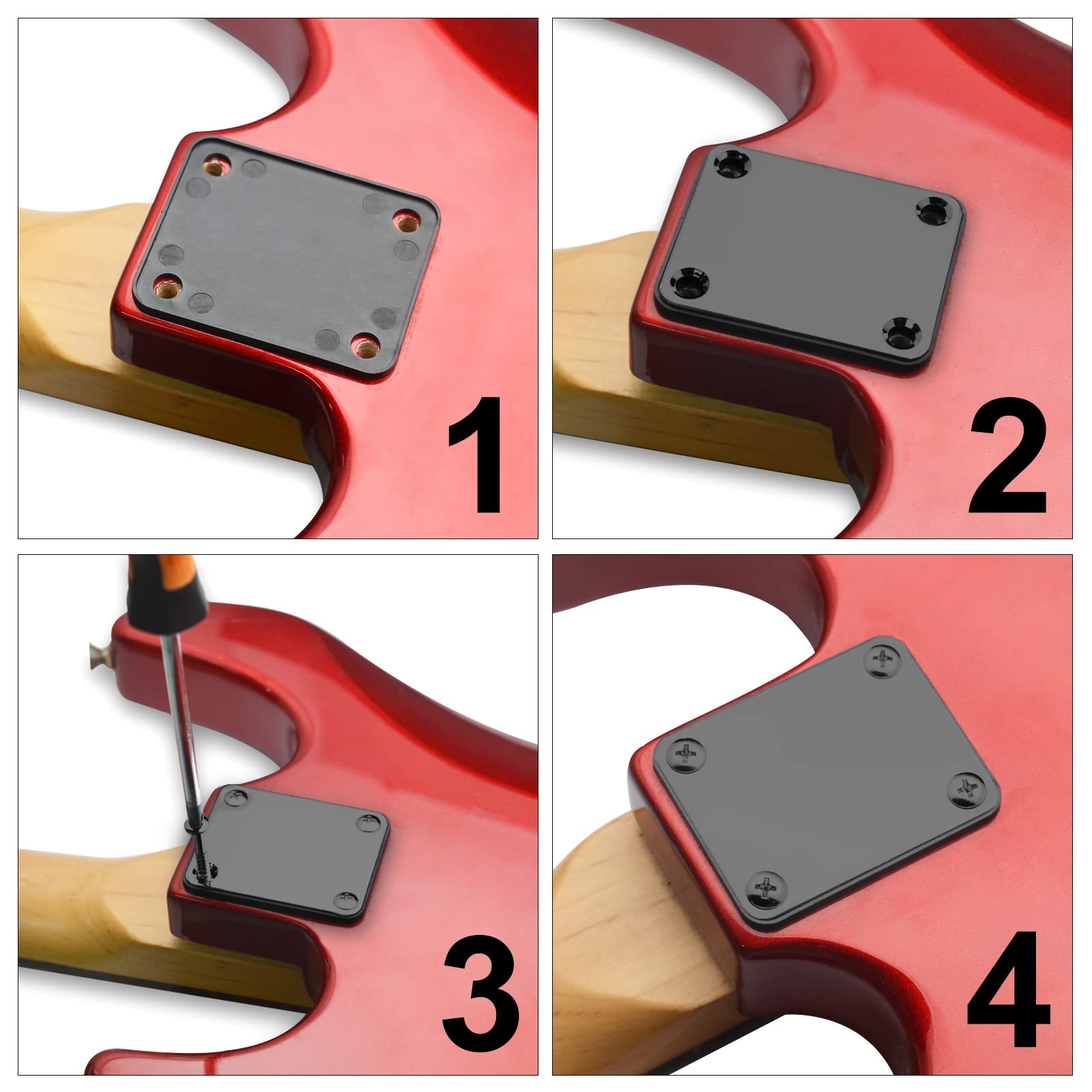 Maxcheer Electric Bass Guitar Neck Plate Guitar Neck Joint Connecting Strengthen Plate Guitar Parts (Black)