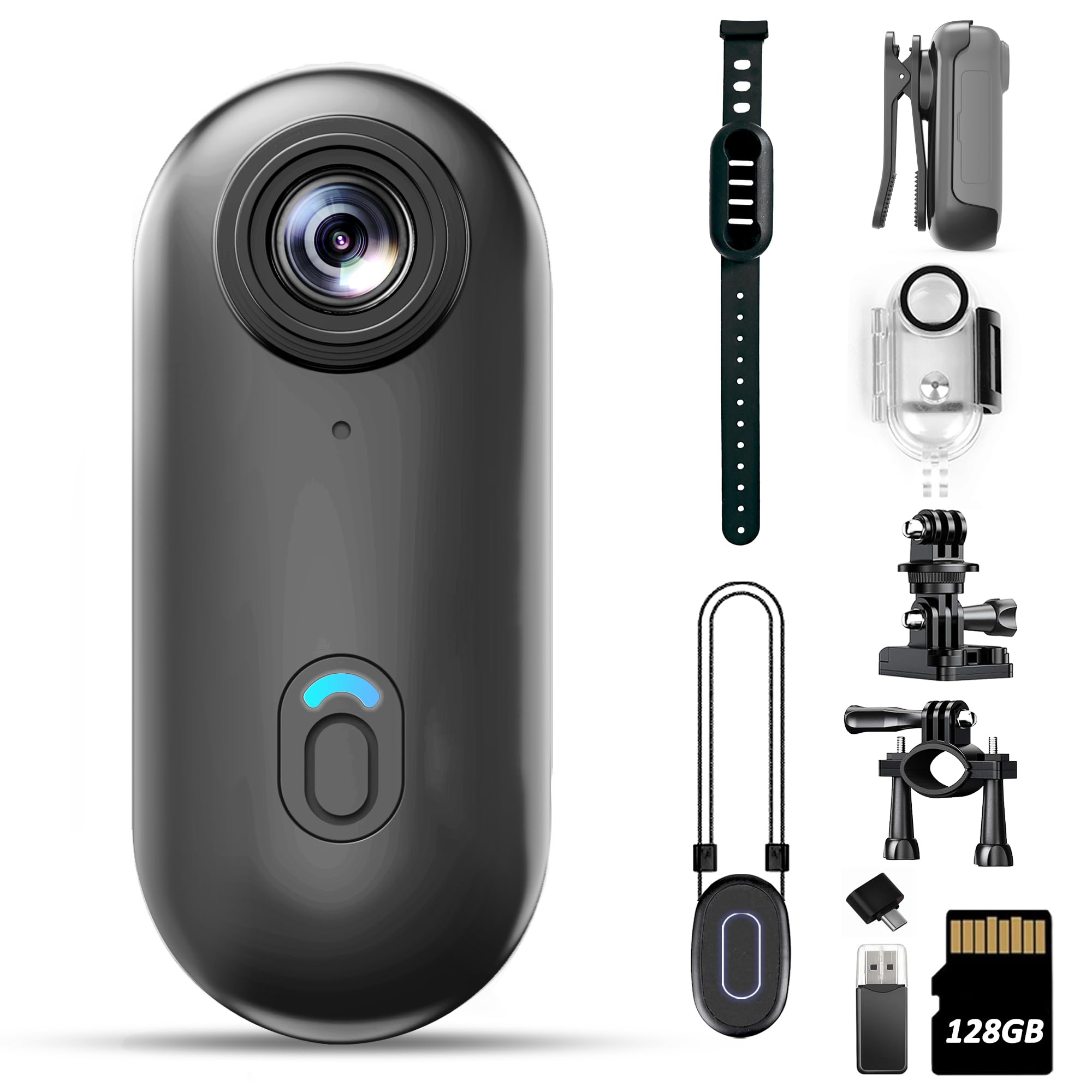 4K Mini Body Camera 128GB - Action Body Cam with Audio & Video- Thumb Hands Free Waterproof Recording Wearable Cameras - Pov Wor
